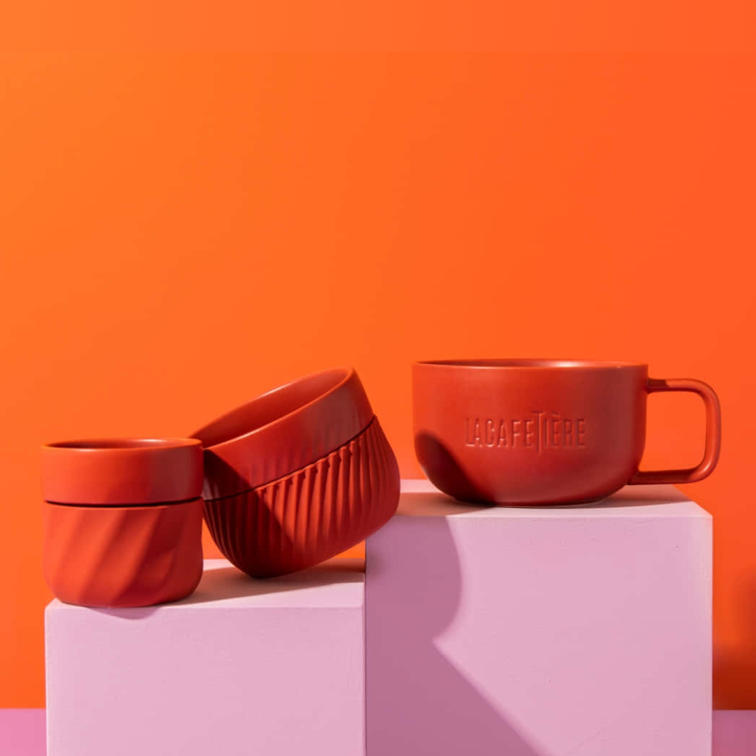 La Cafetière Red Mug Set - Espresso, Cappuccino, Flat White by La Cafetière at www.brixbailey.com
