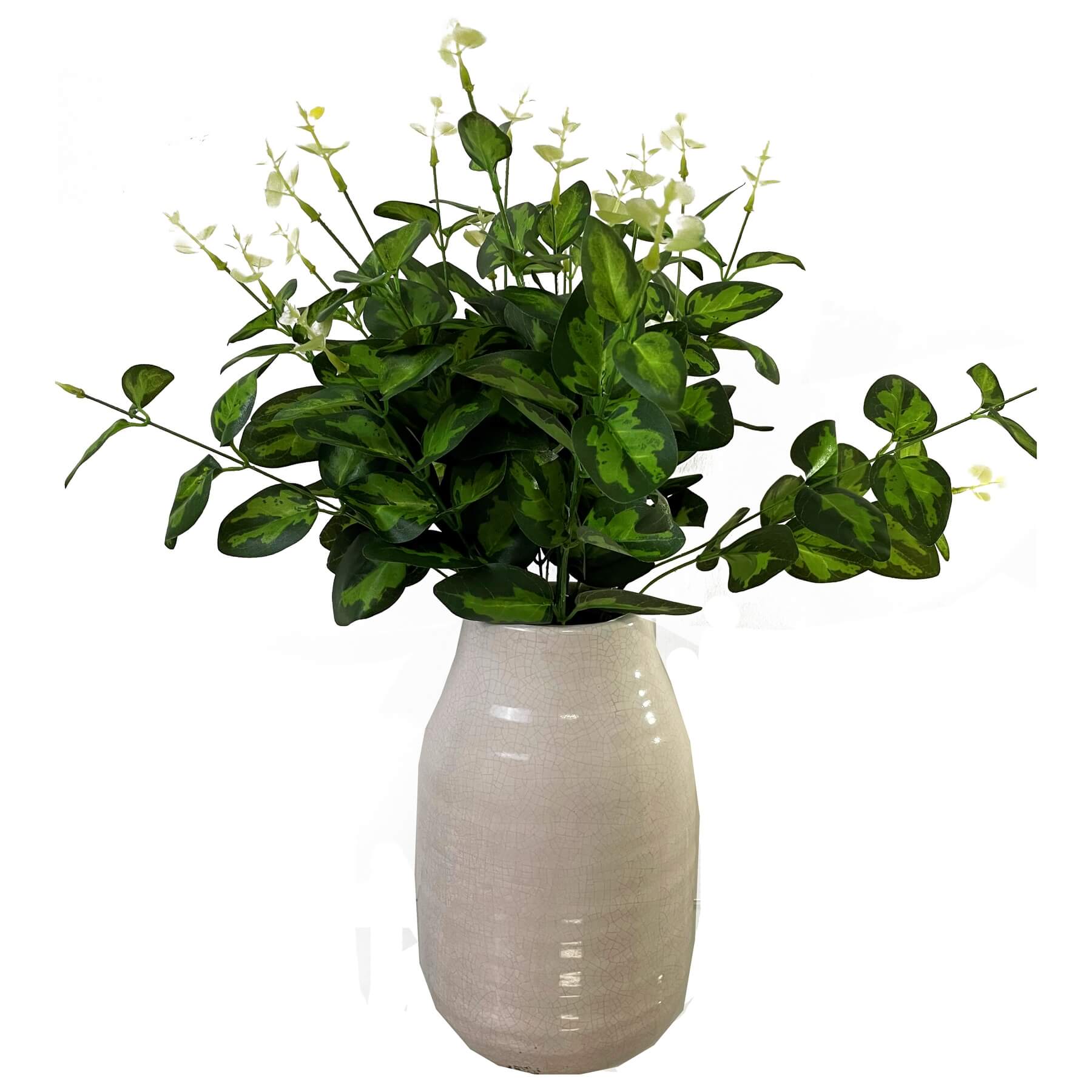 Lifelike variegated leaf spray with deep green foliage, perfect for floral arrangements and home decor  by sostter at brixbailey.com