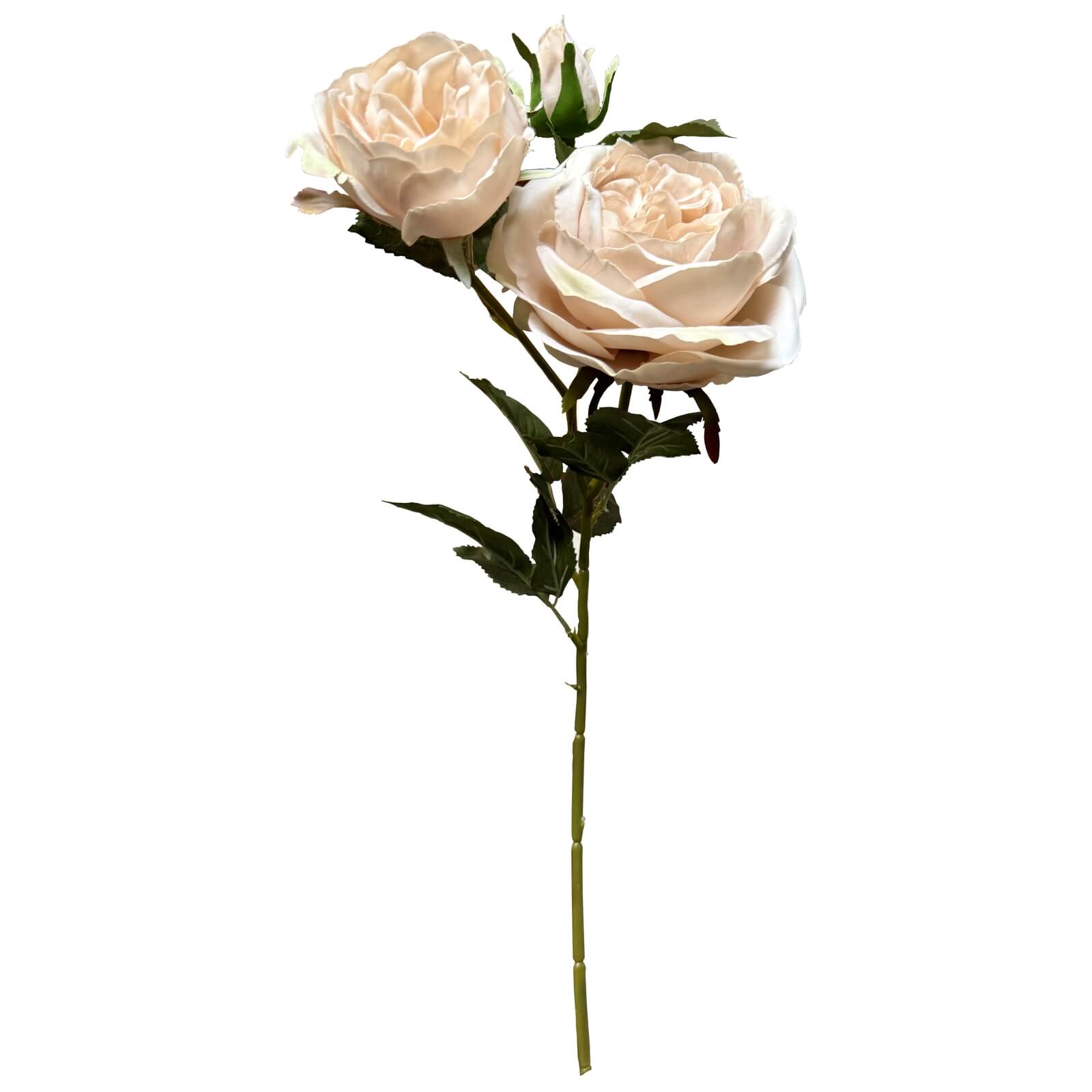 Palest Blush Charity Rose faux flower, soft pink with ivory undertones, hyper-realistic plastic petals, 58 cm tall by sostter at brixbailey.com