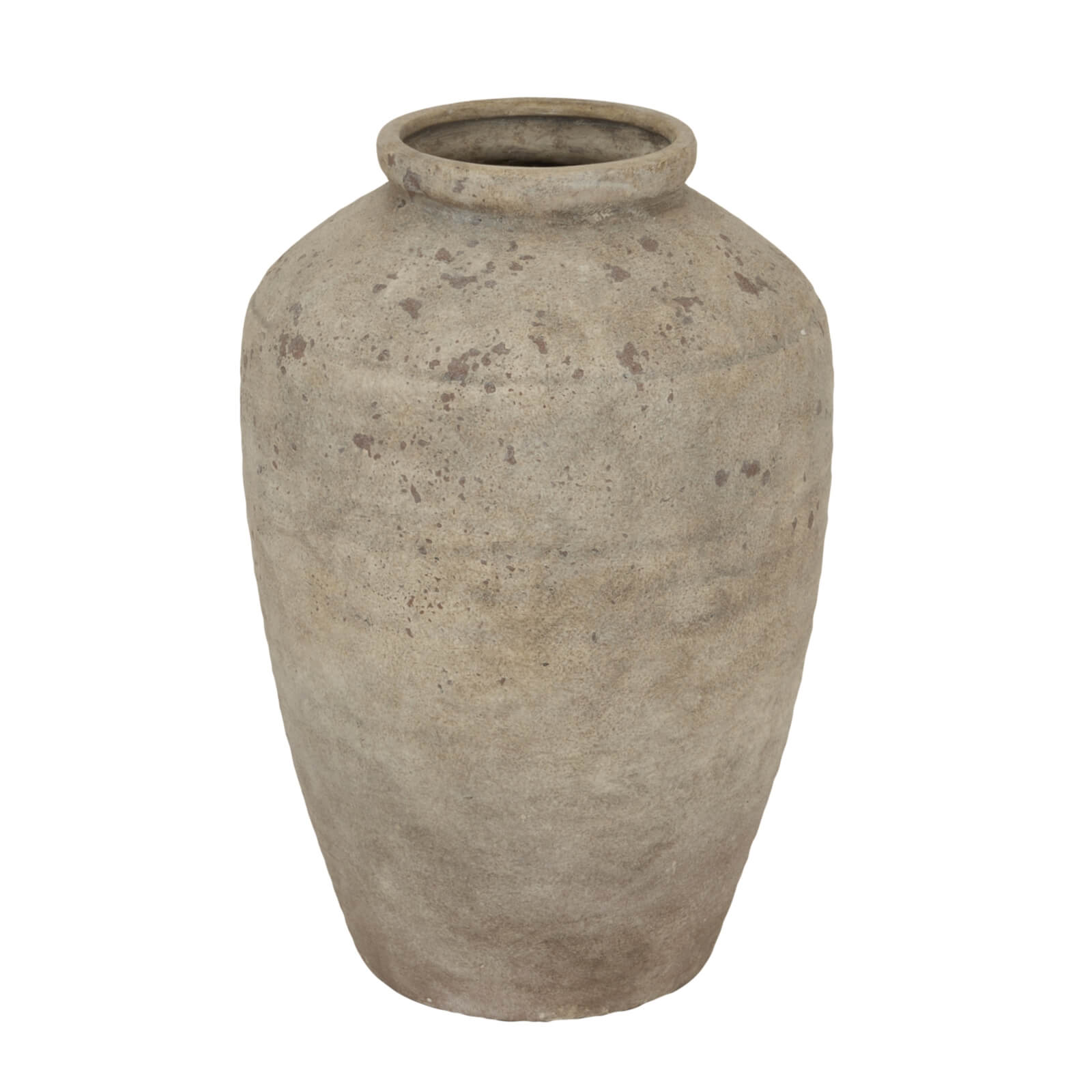 Handcrafted Italian Deruta ceramic vase, large mottled grey with terracotta-inspired texture, 50cm statement piece by Sostter at brixbailey.com