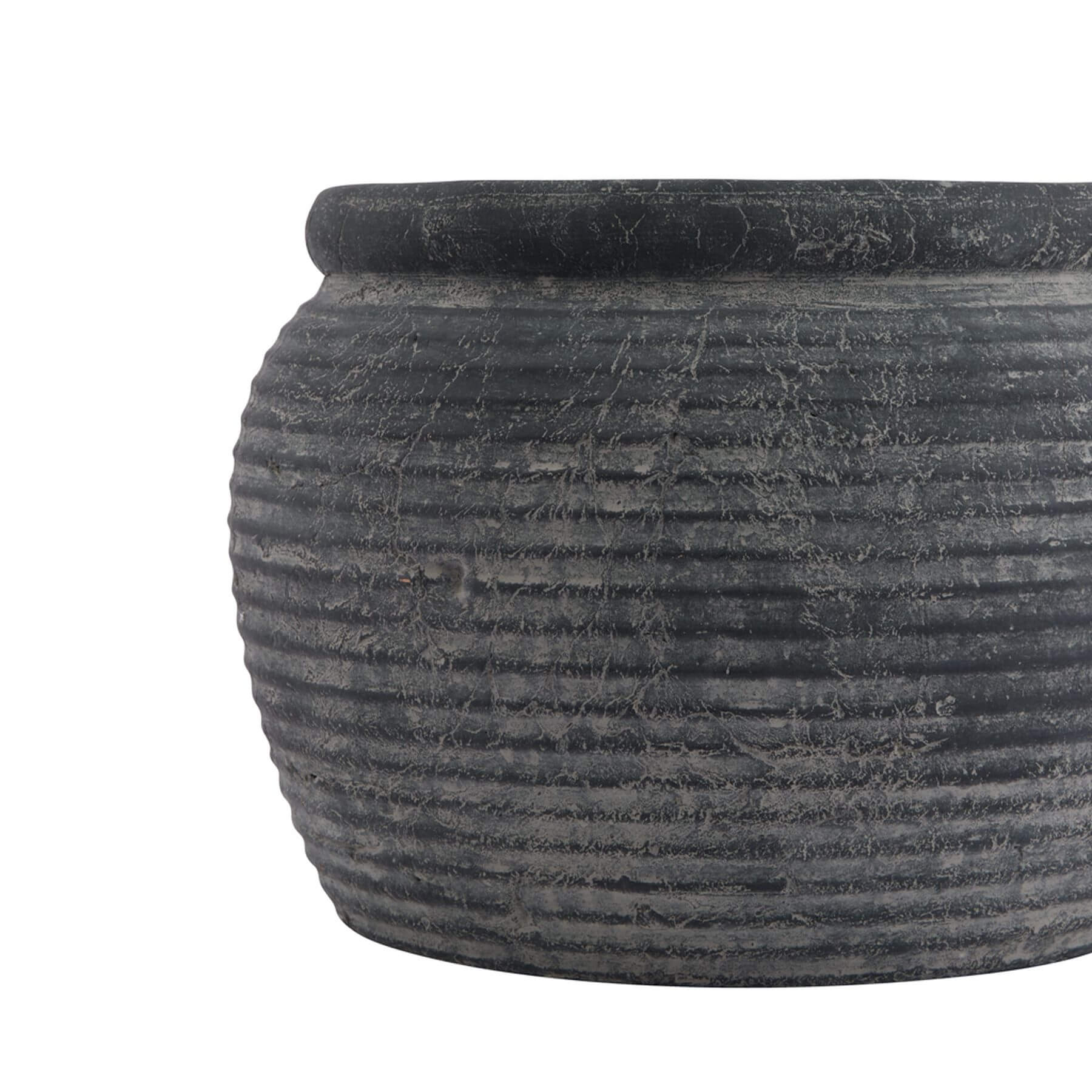 Minimalist grey ceramic plant pot with rimmed edge, 20cm height, neutral matte finish for modern interiors.by sostter at brixbailey.com