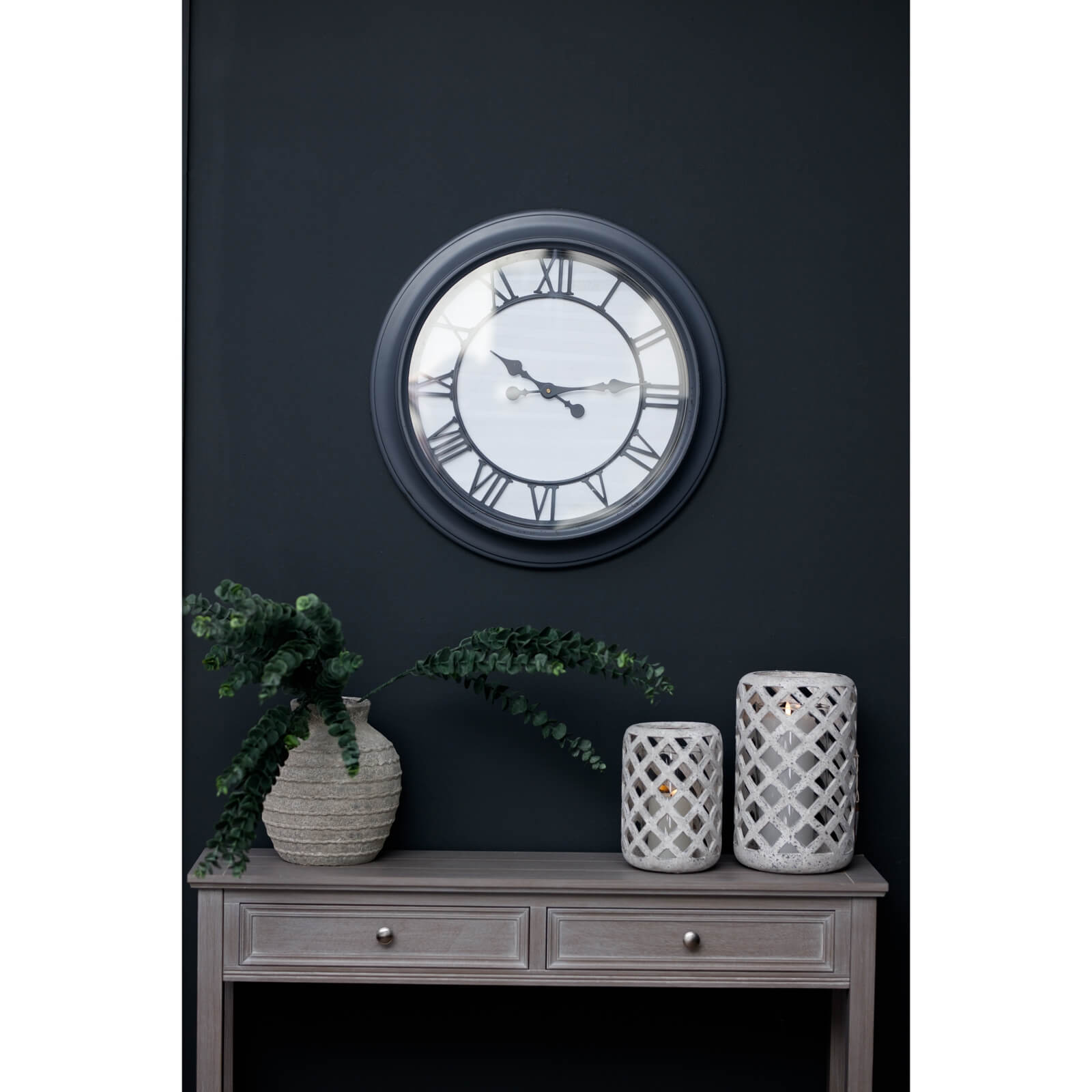 Bloomsbury silver wall clock, 59cm minimalist glass design with elegant finish for modern interiors by Sostter at brixbailey.com