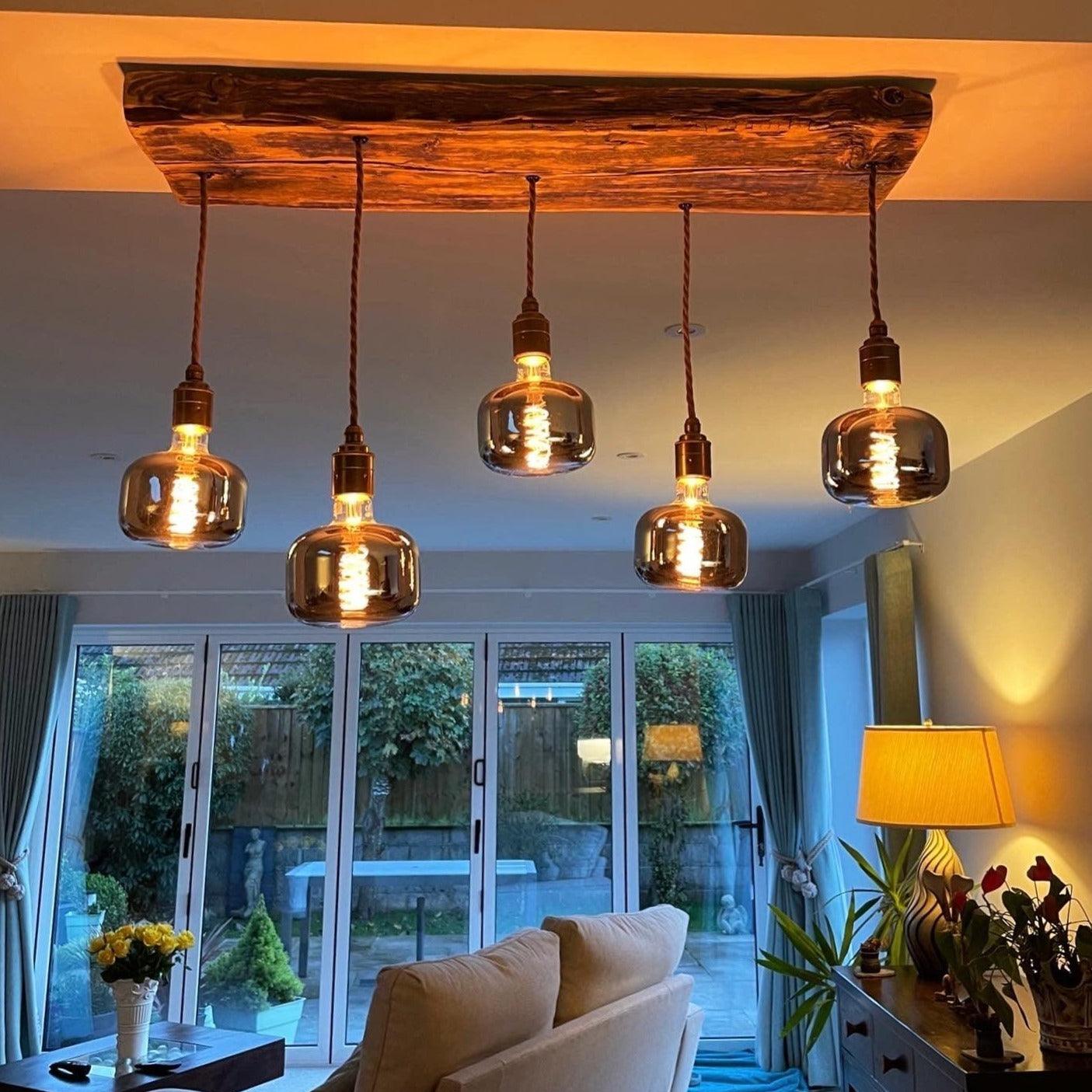 Flush Mount Wooden Beam Chandelier