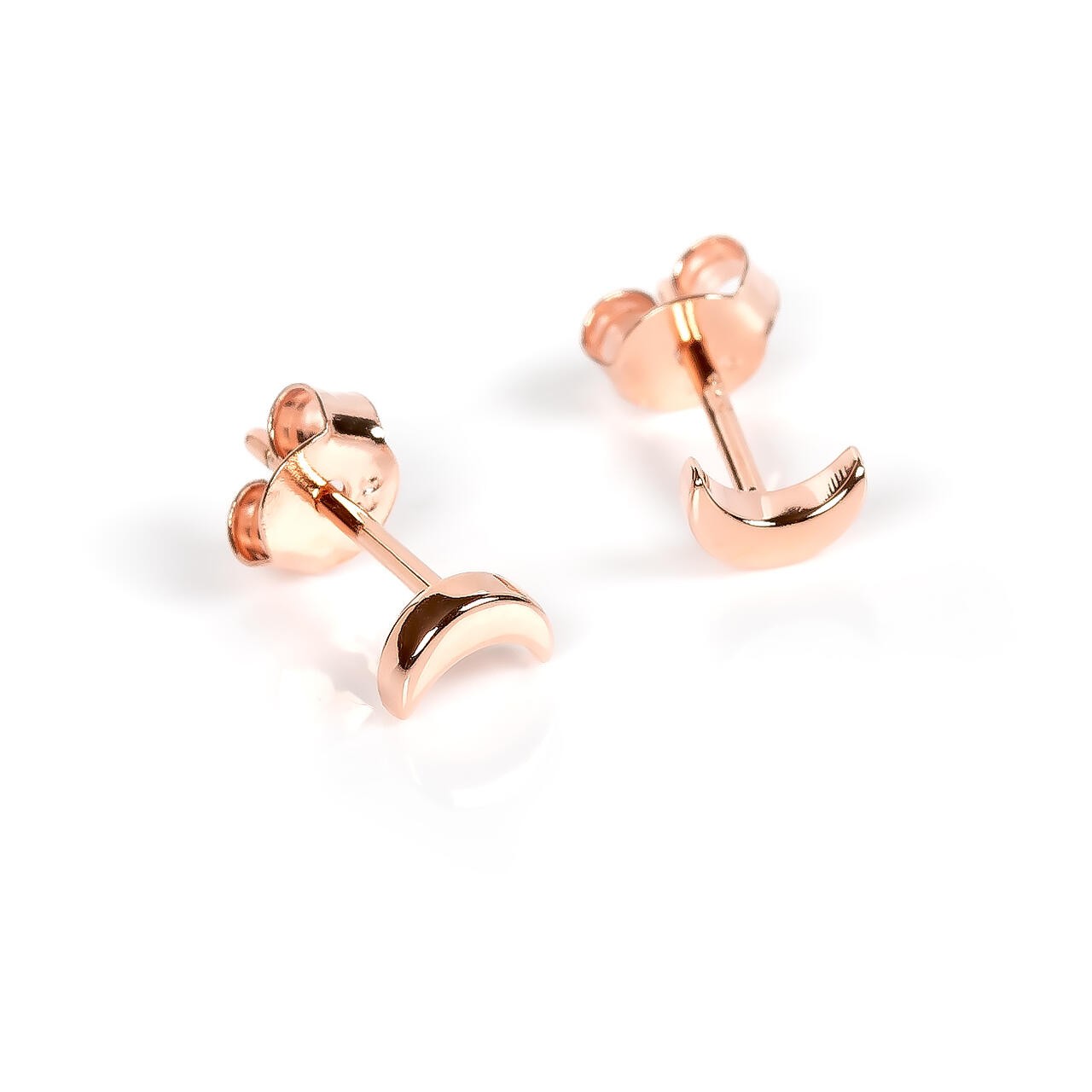 Rose Gold & Silver Moon Stud Earrings - 925 Silver, 6mm, Designed in Estonia by MyaMoon at www.brixbailey.com