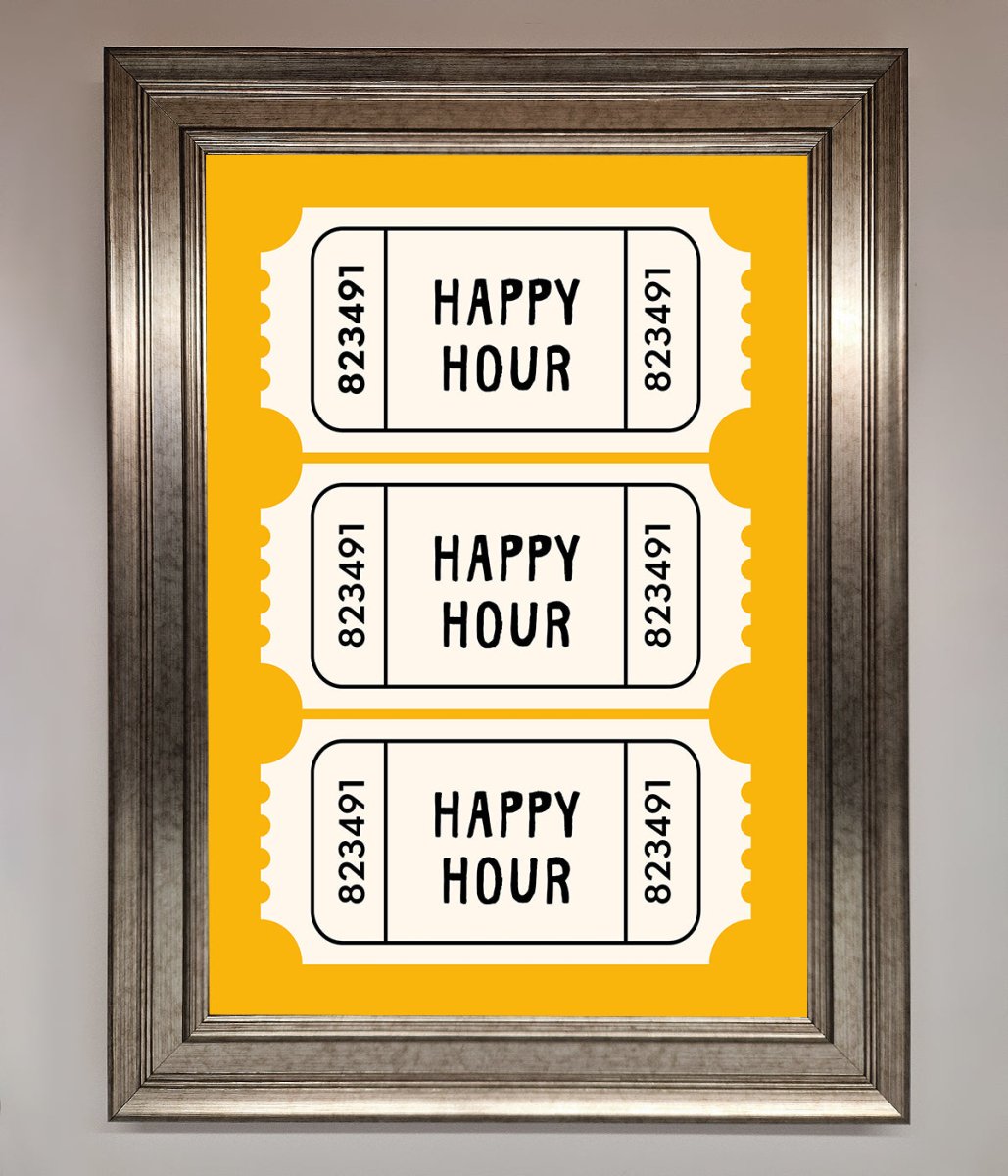 Happy Hour Mustard Framed Wall Art