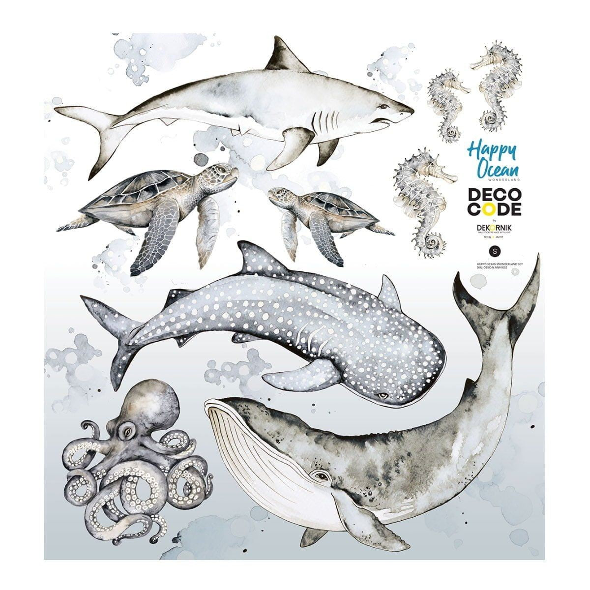 elegant whale shark wall sticker with a refined blue gradient for a sophisticated nursery