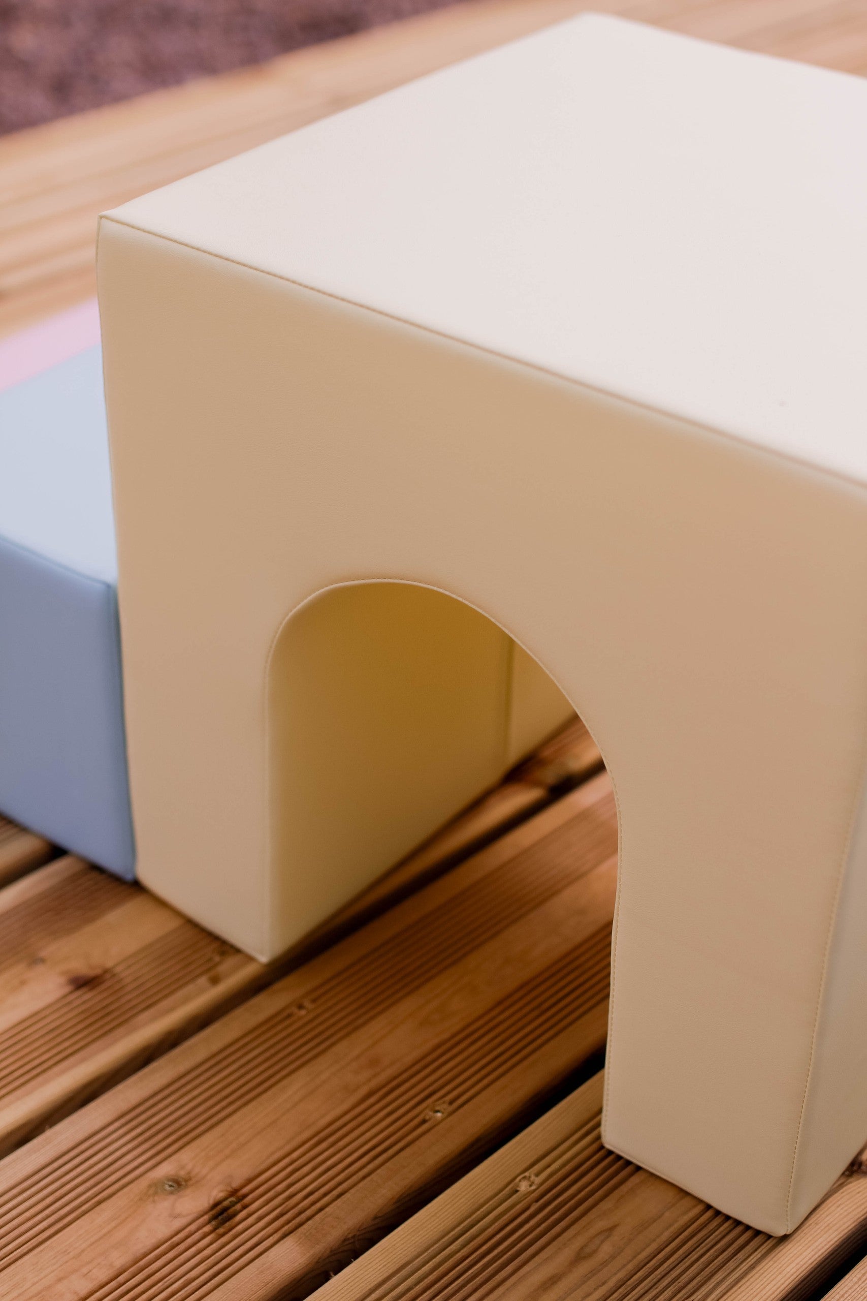 elegant pastel iglu foam blocks arranged in a sophisticated architectural structure