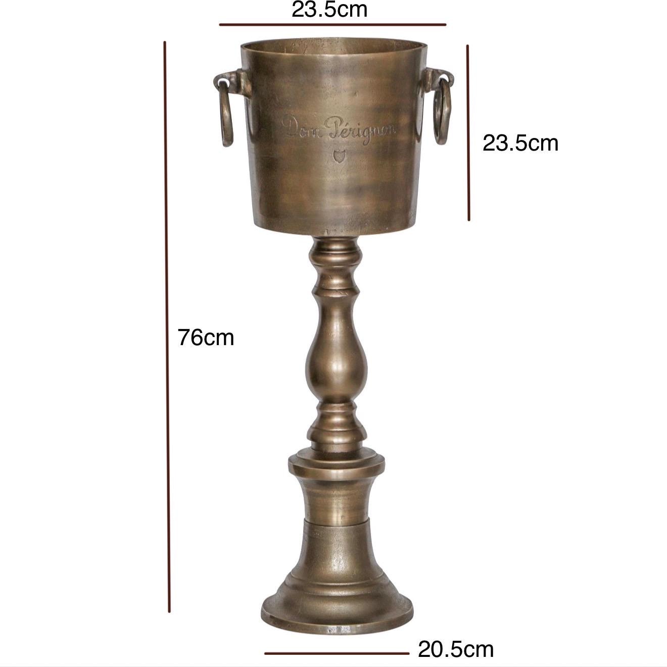 Dom Perignon Antique Brass ~ Solid Cast Engraved Champagne Floor Standing Ice Bucket | Wine Cooler