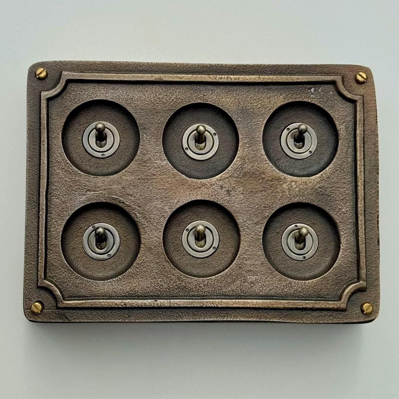 6 Gang 2 Way Bronze Solid Cast Metal Surface Mounting Conduit Light Switch Industrial - Vintage Britmac Style