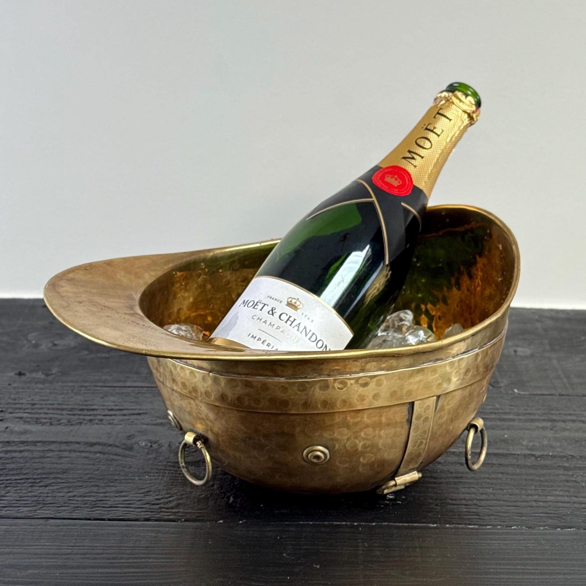 Polo Helmet Solid Antique Brass Champagne Ice Bucket | Wine Cooler
