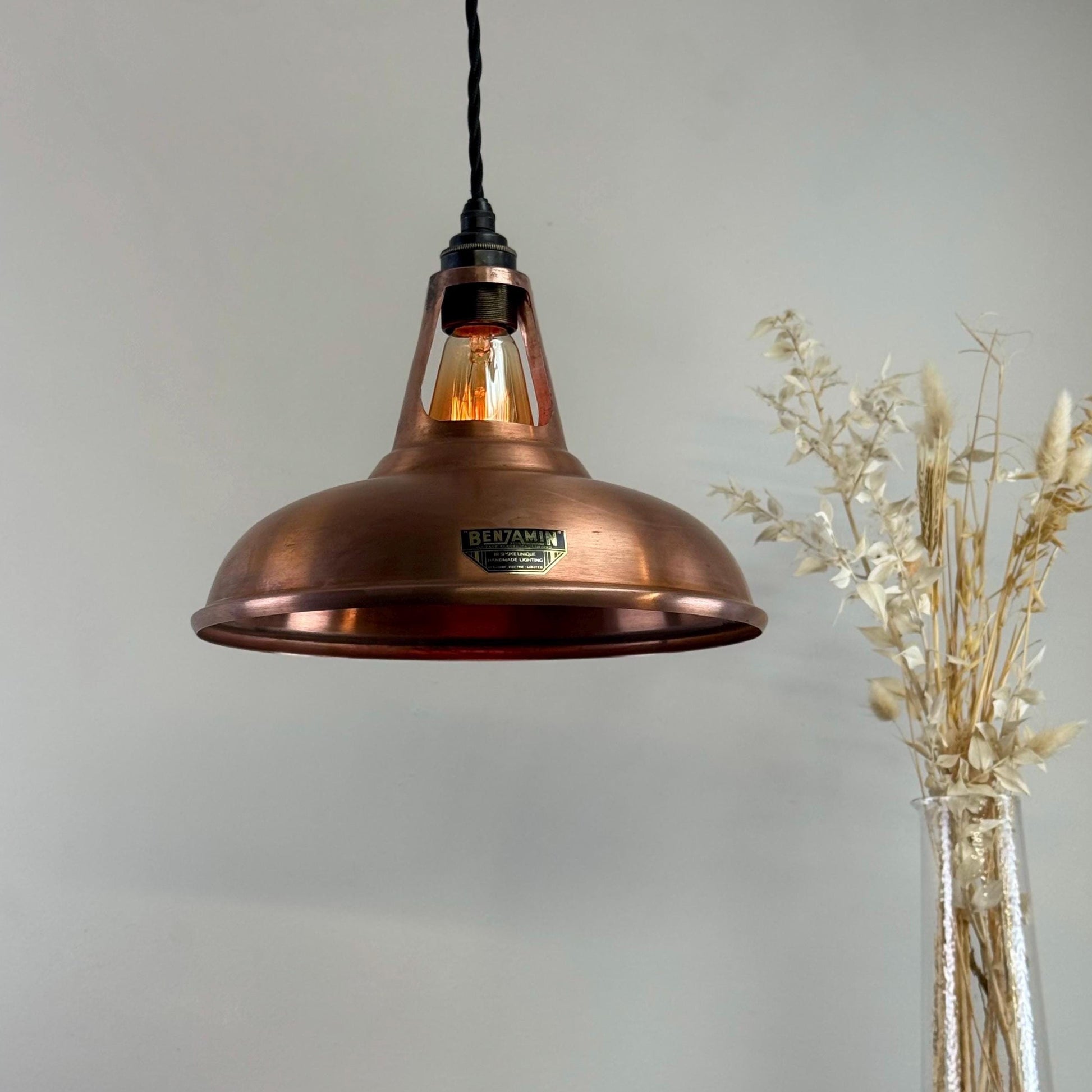 Cawston - Antique Copper Slotted Lampshade Pendant Ceiling Light - 11 Inch