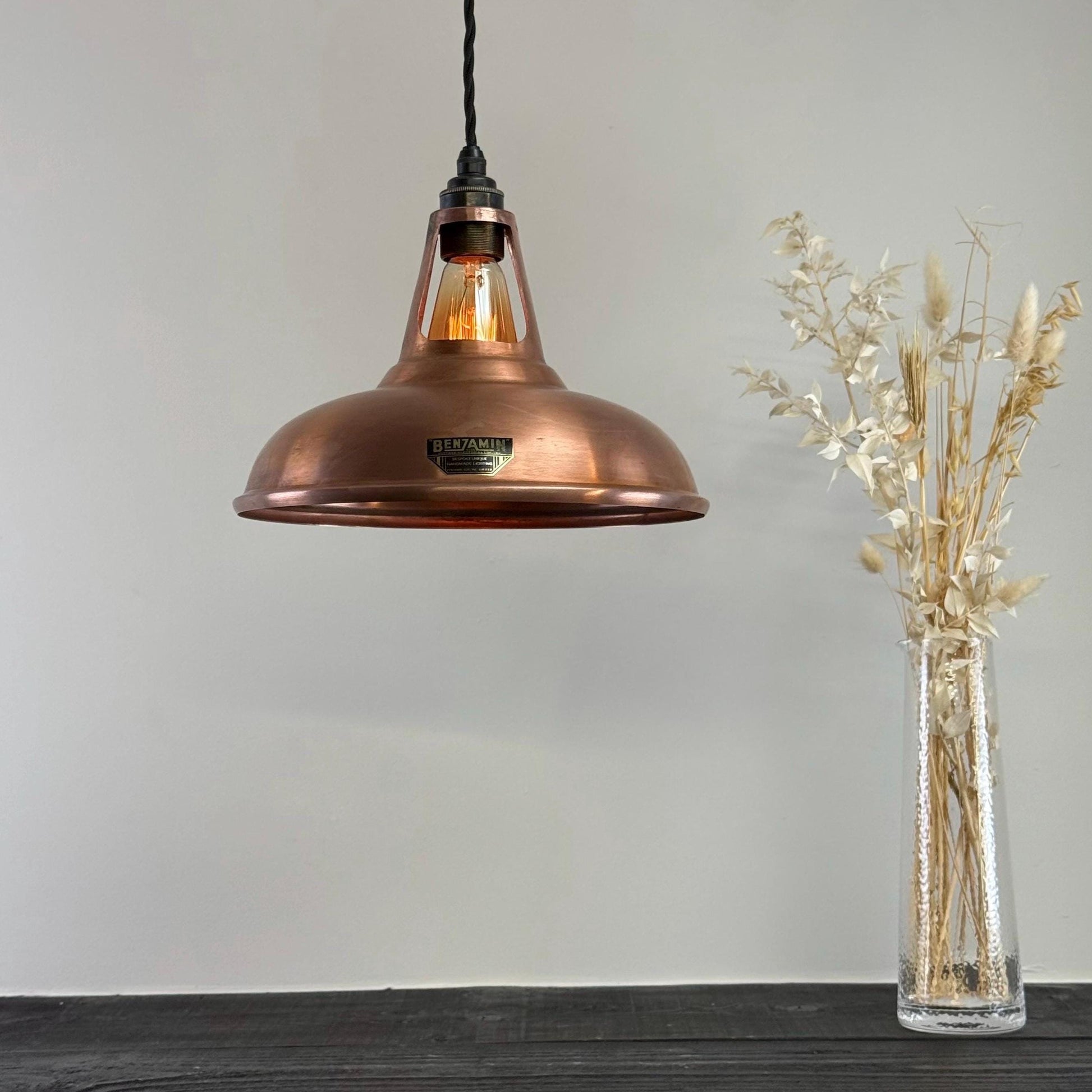 Cawston - Antique Copper Slotted Lampshade Pendant Ceiling Light - 11 Inch