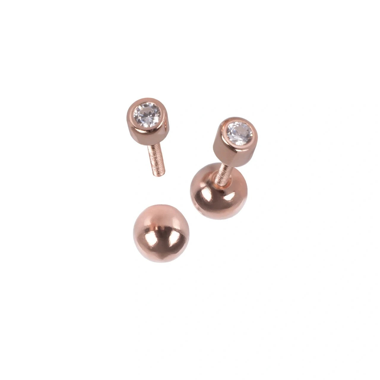MyaMoon 925 Silver Jewelry - Timeless 3mm Zircon Dot Earrings with Screwball Backing by MyaMoon at www.brixbailey.com