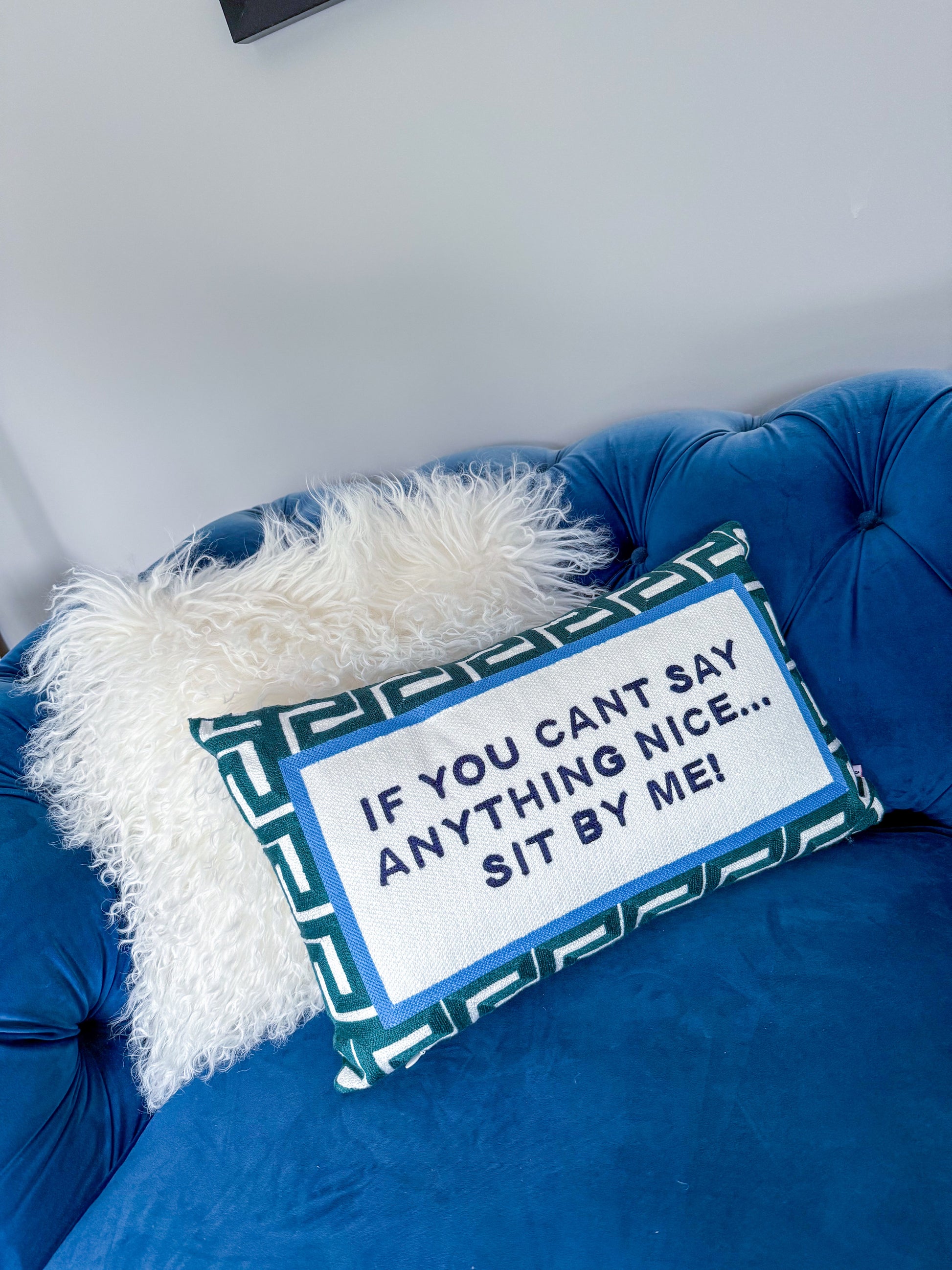 If You Can't Say Anything Nice...Sit By Me Needlepoint Cushion