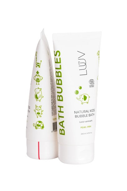 gentle pear cosmos bath foam for kids in soft morning light