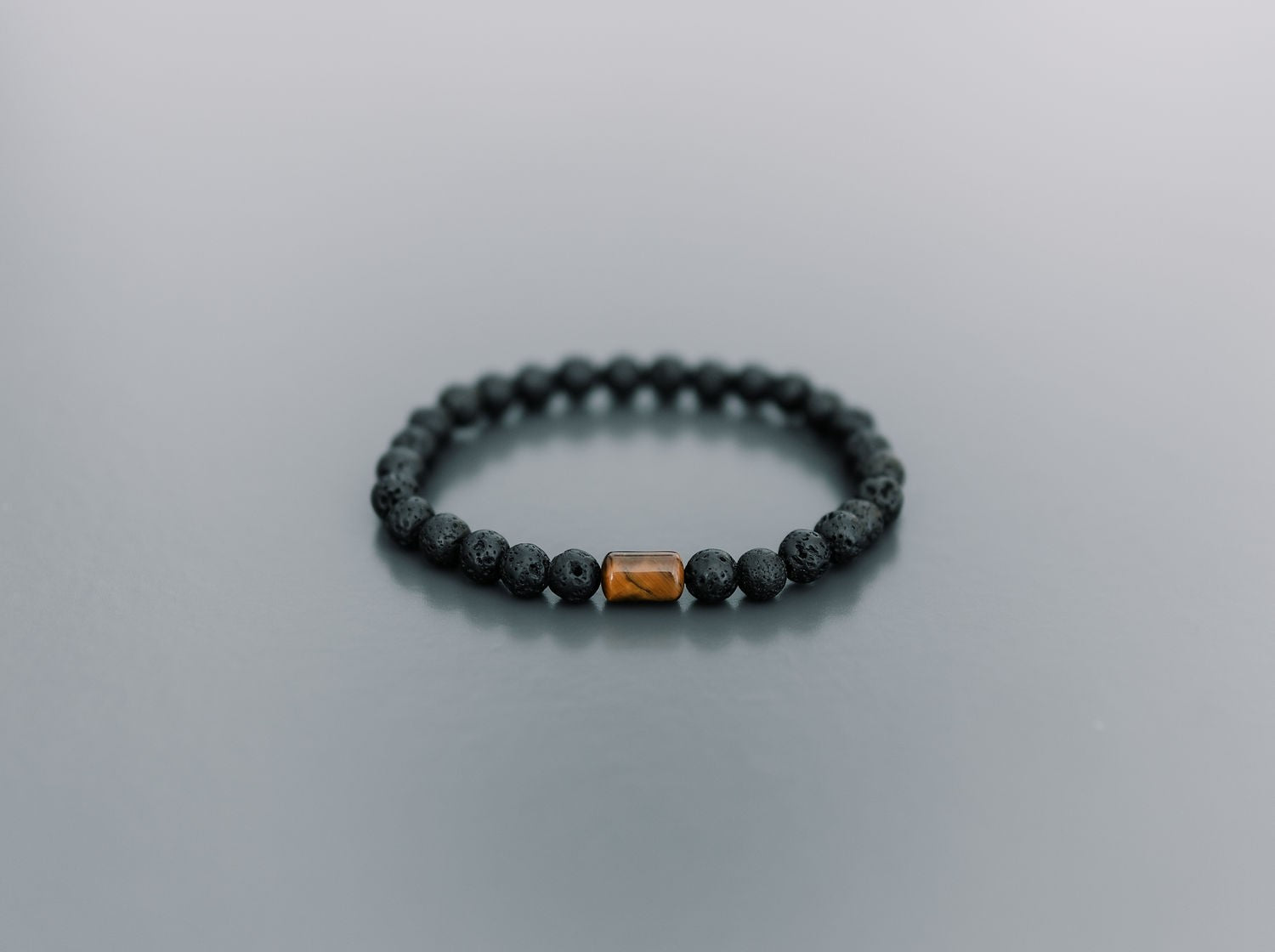 Lava Bracelet with 6mm Tiger Eye for Men