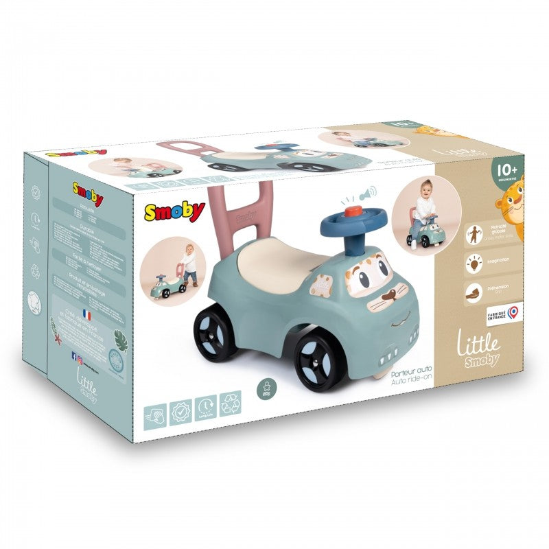 elegant pastel ride-on pusher with horn, showcasing refined design for toddlers learning to walk