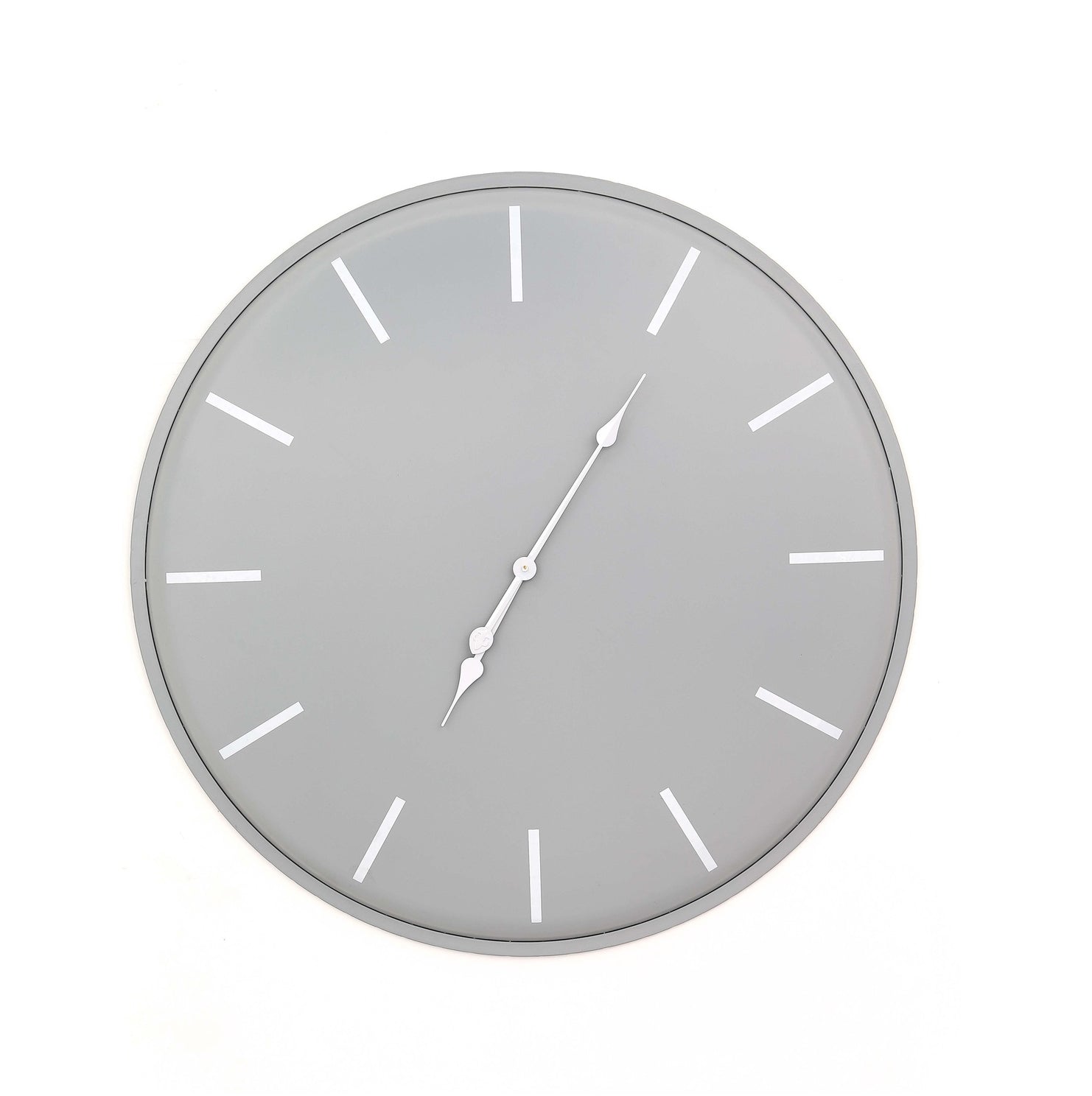Oversized Minimal Grey Metal Wall Clock