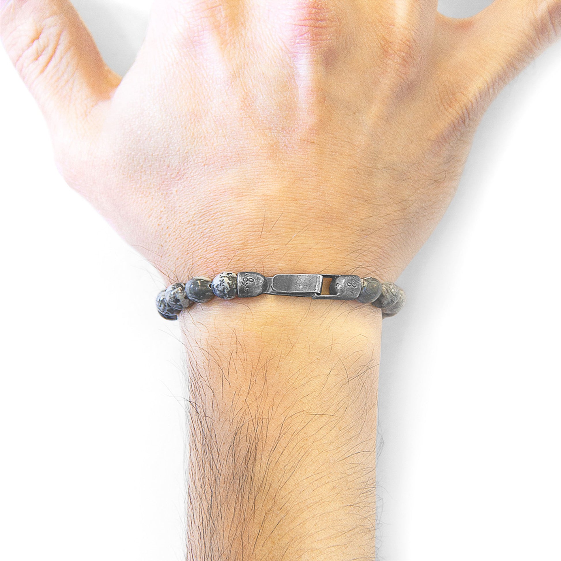 Discover Elegance with the Grey Jasper Nachi Silver & Stone Beaded Bracelet by ANCHOR & CREW at www.brixbailey.com