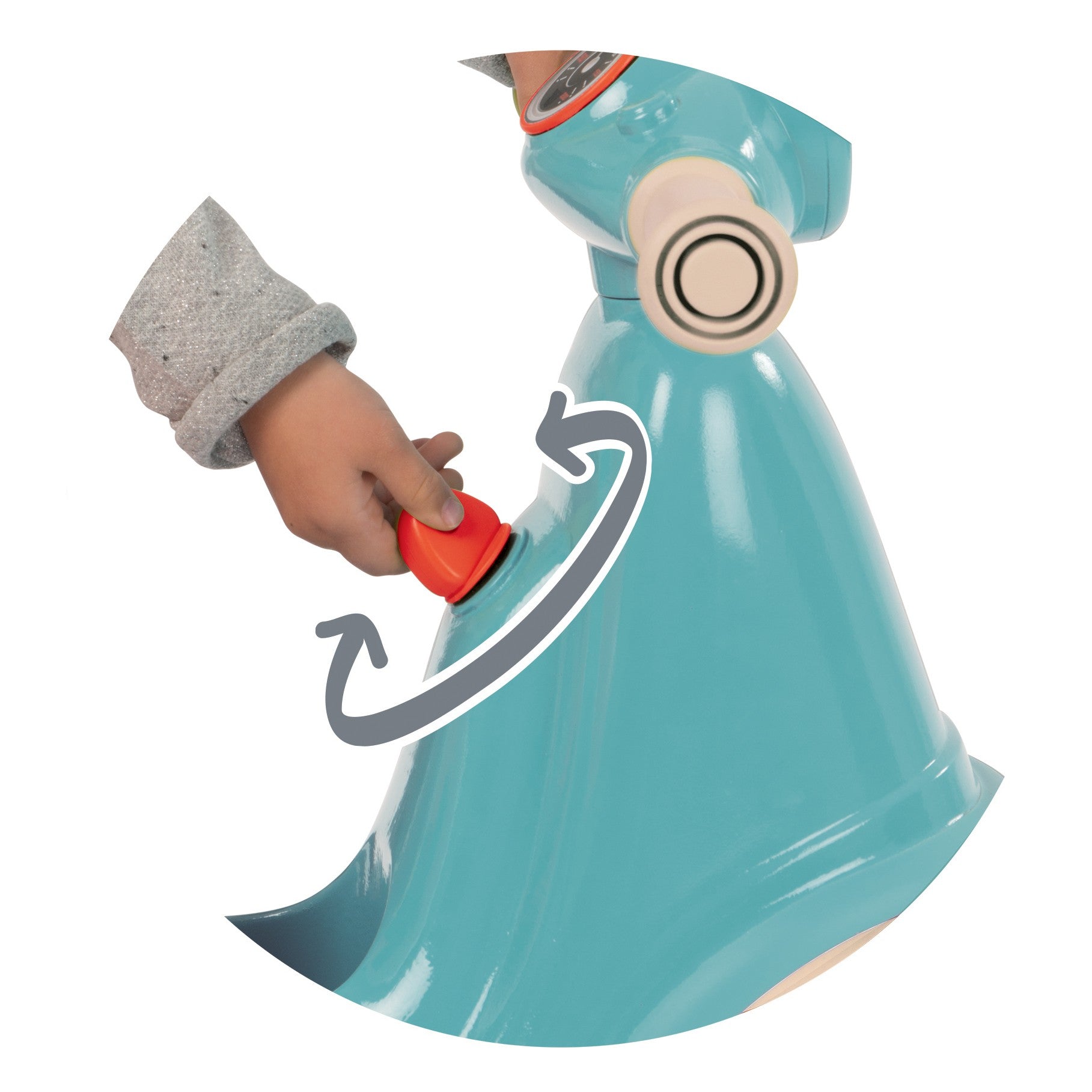 blue retro ride-on scooter for kids showcasing the underseat storage compartment and quiet wheels