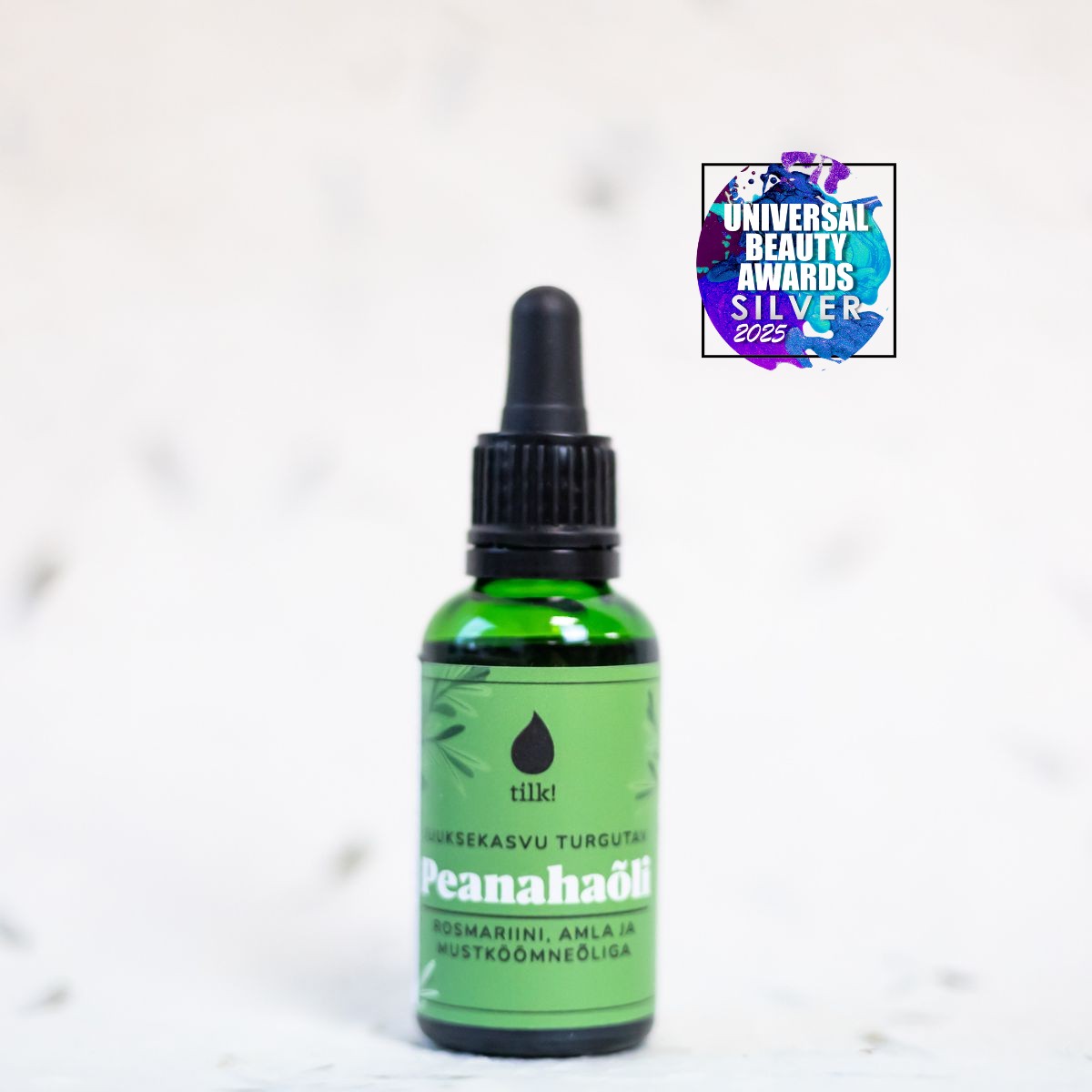 a comforting close-up of nourishing scalp oil with a soft glow, highlighting its natural ingredients for hair growth