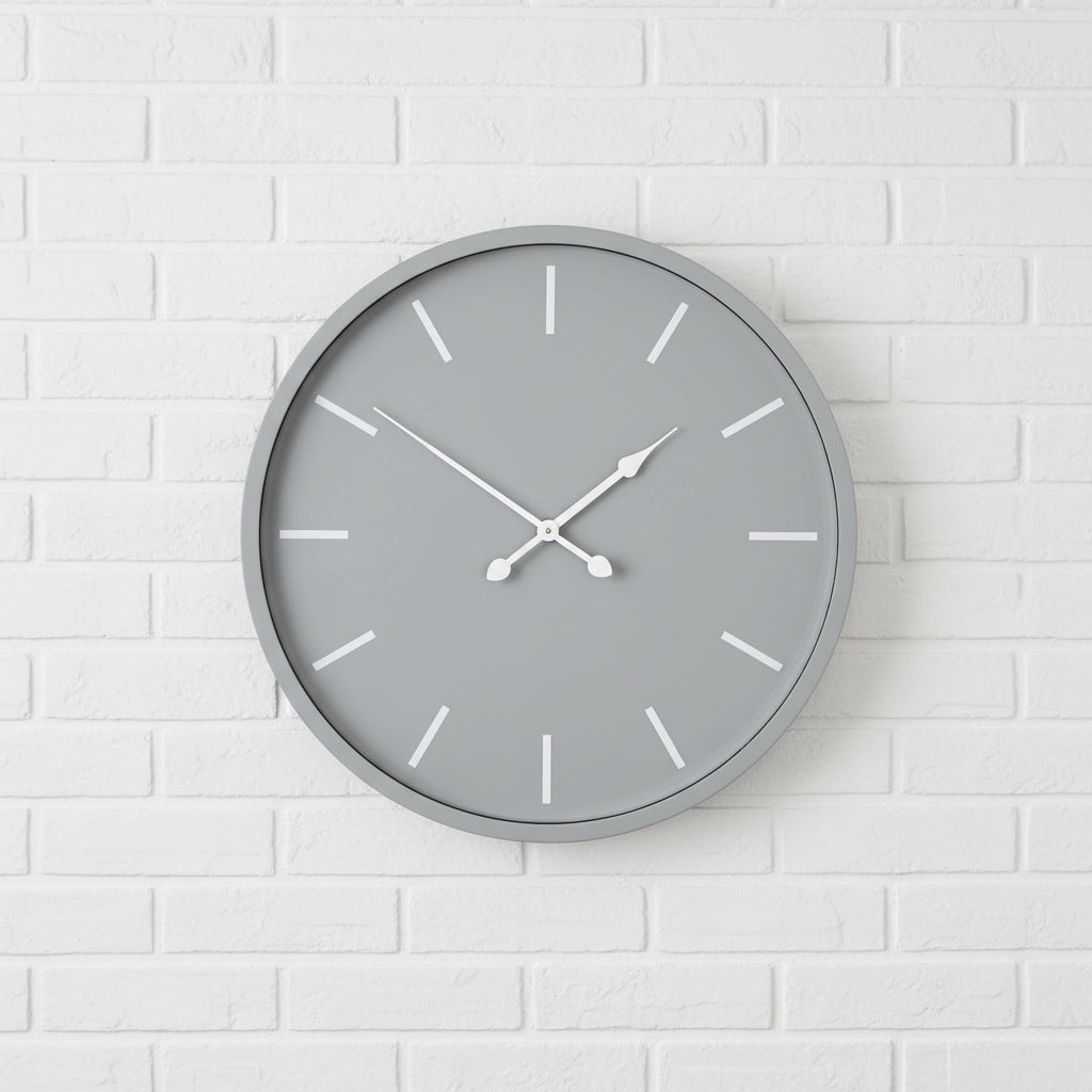Karlsson Wall Clock - 49cm minimalist grey metal clock with quartz movement, Scandinavian design for modern decor by sostter at brixbailey.com