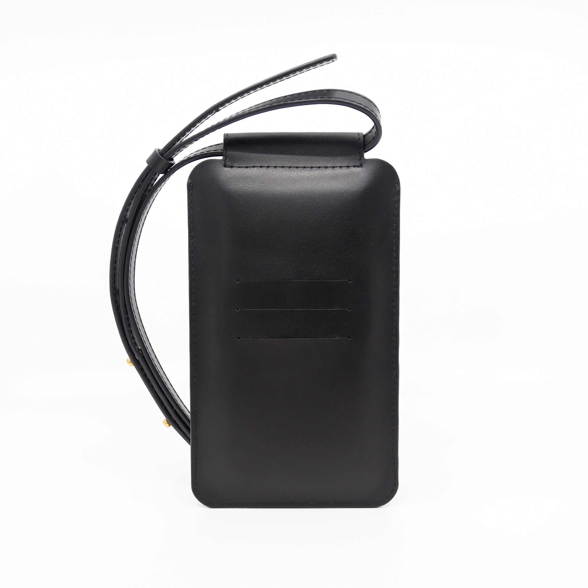 soft black leather crossbody phone bag with adjustable strap and card slots