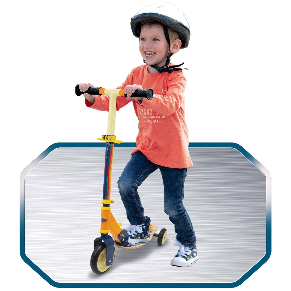 bold red three-wheeled wooden cars scooter with anti-slip wheels, ready for adventure