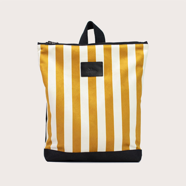 Stylish Mustard Stripe Backpack for Kids – Durable & Trendy by Muni at www.brixbailey.com