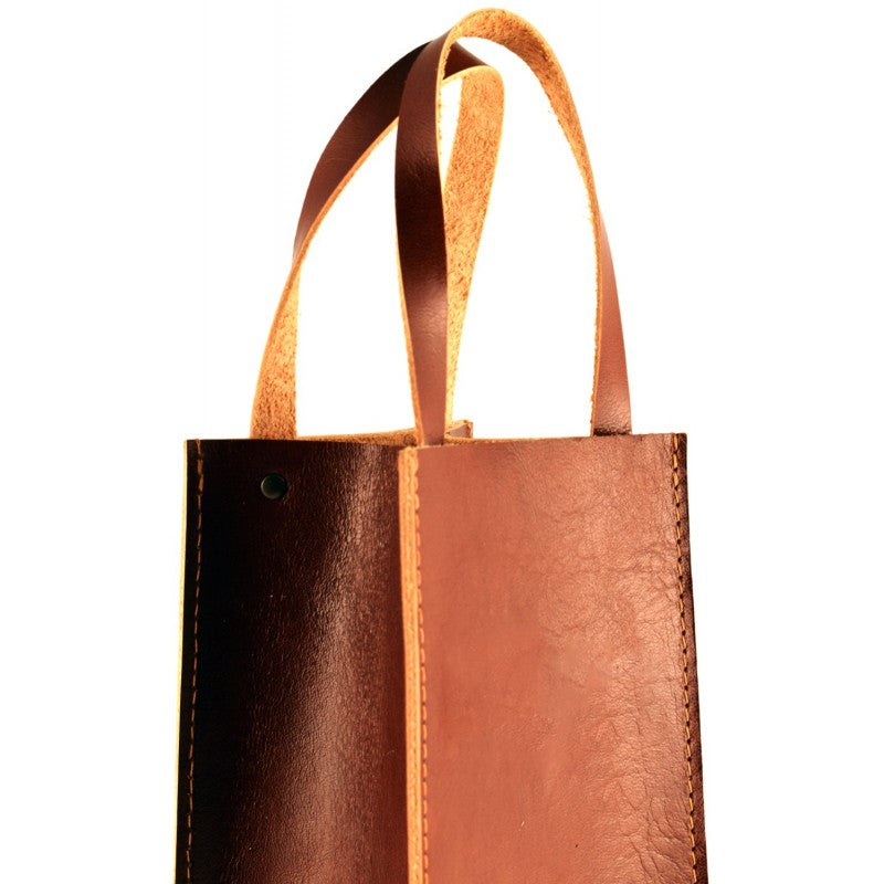 Full Leather Wine Bag Made in Estonia - Handcrafted Size 9.5x33.5x9.5 cm by Papillon at www.brixbailey.com