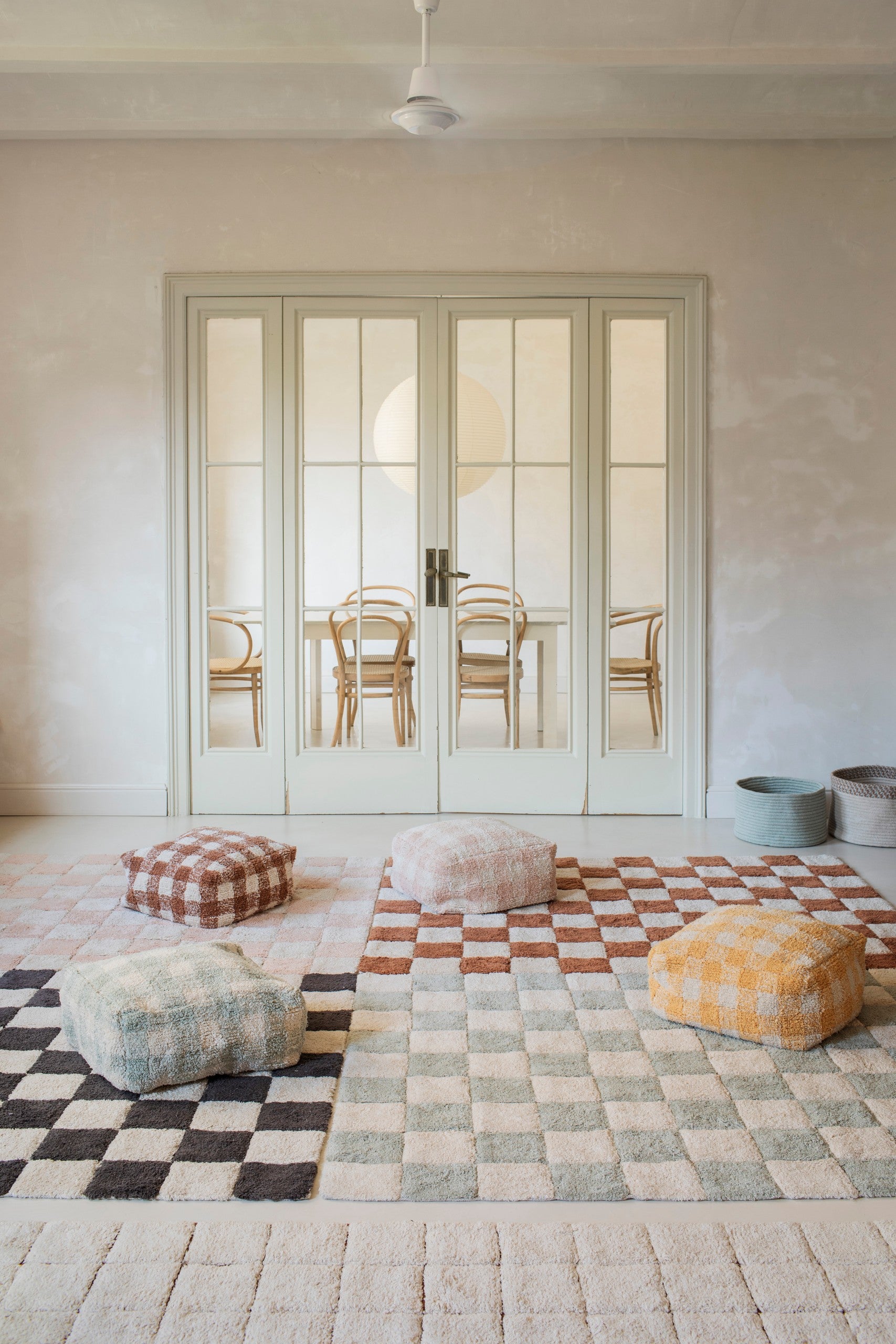 Vintage Checkerboard Kitchen Tile Cotton Rug - Lightweight, Durable & Eco-friendly by Lorena Canals at www.brixbailey.com