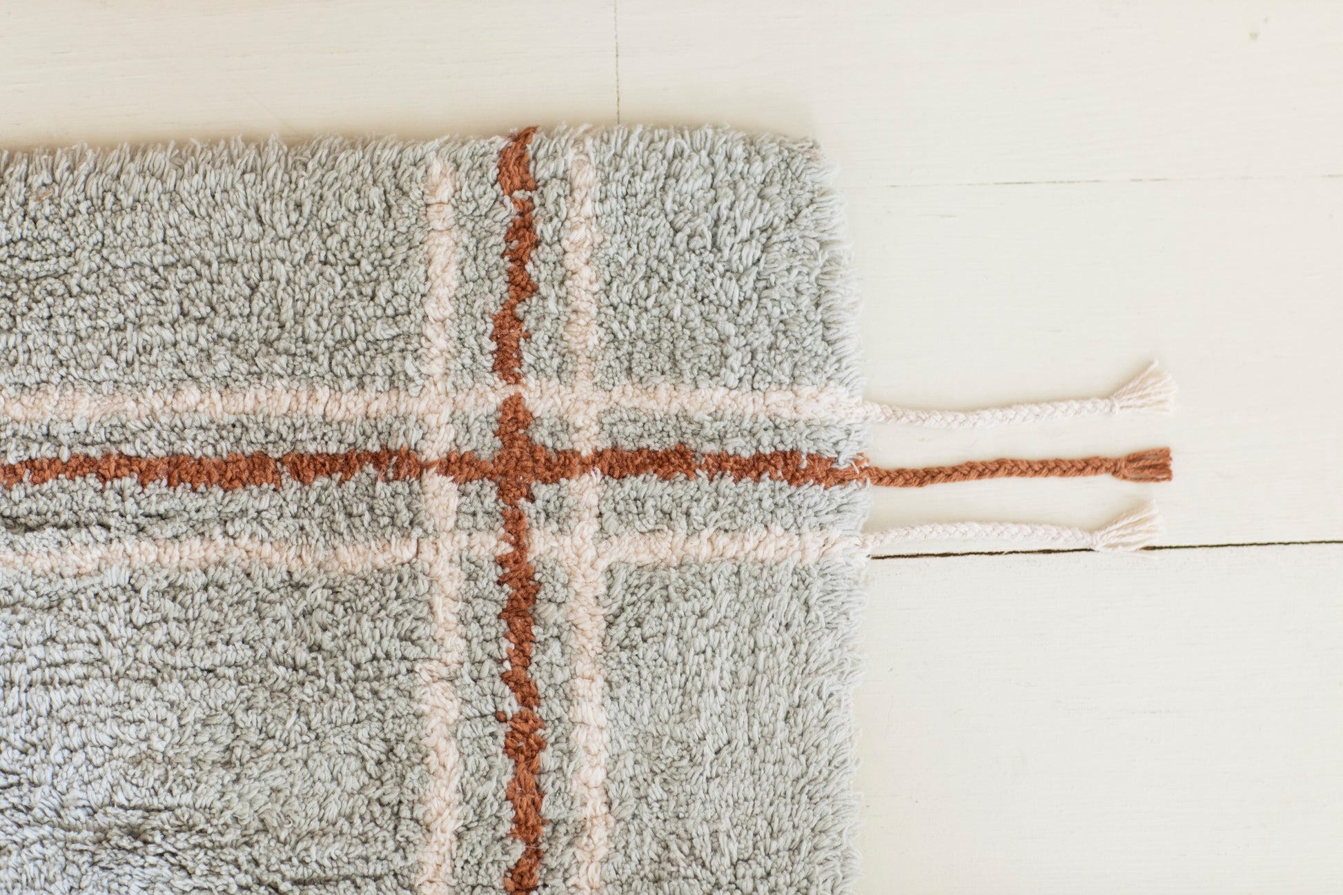 Inspired by Traditional Tea Towels: Handcrafted Blue Sage or Natural RugCycled® Rug - Eco-Friendly & Stylish by Lorena Canals at www.brixbailey.com