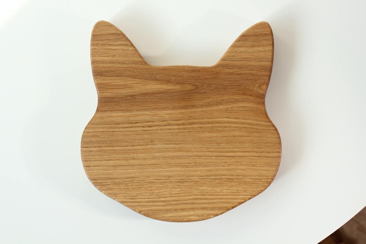 playful corgi wooden plate for kids on a sunny table, hand-polished oak with optional engraving