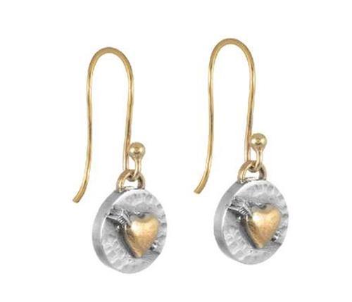 Silver & Gold Heart Drop Earrings – Ethically Crafted Elegance by Sostter at brixbailey.com