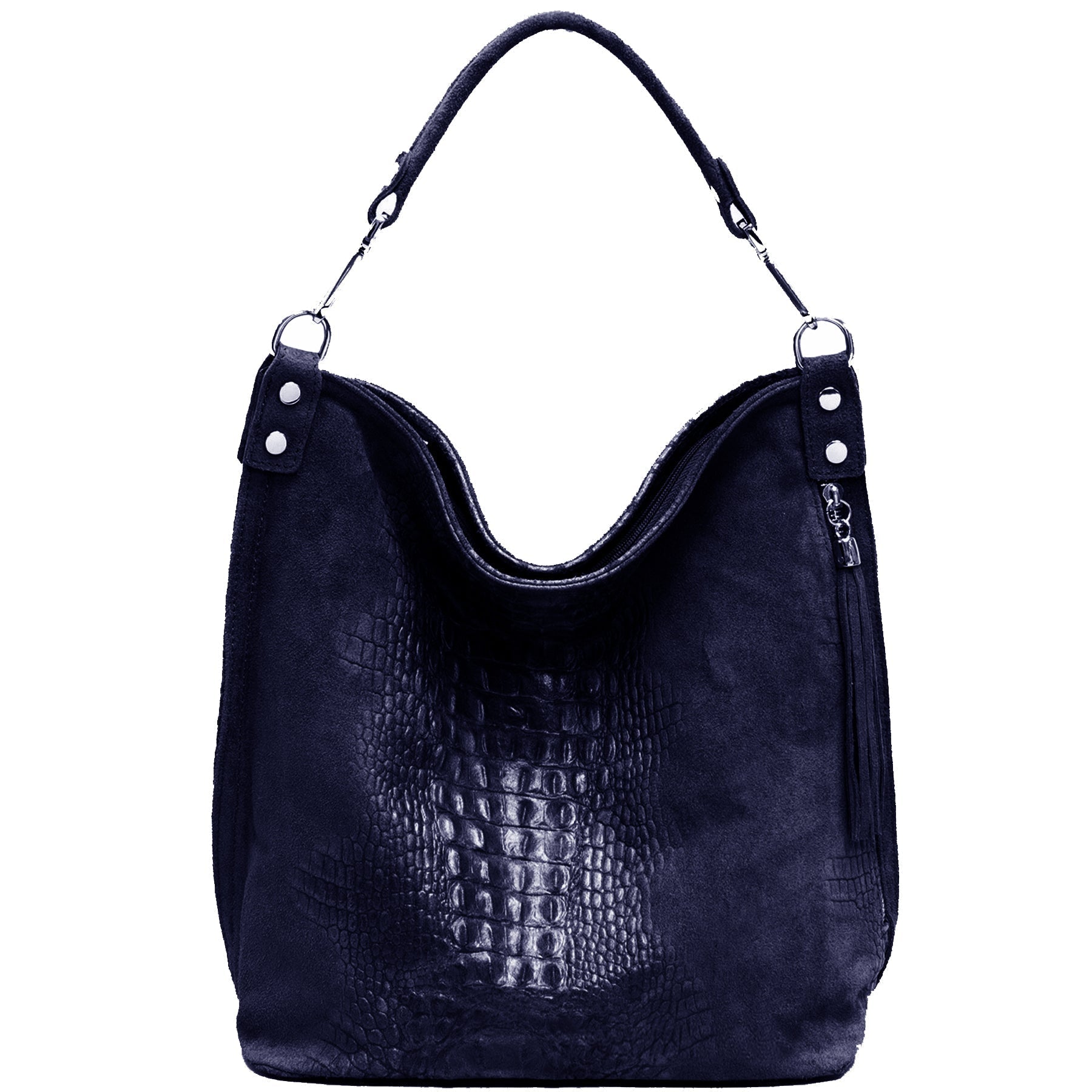 Navy Croc Suede Hobo Bag – Stylish & Versatile Leather by Sostter at brixbailey.com