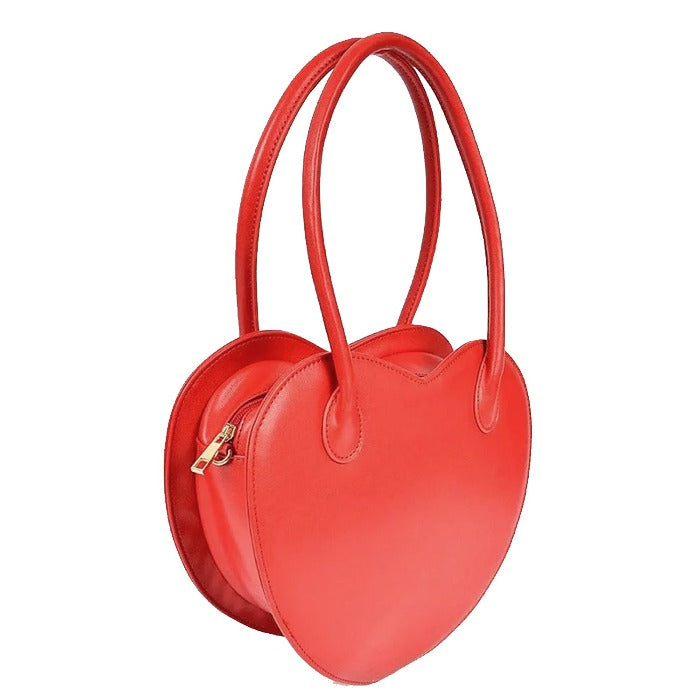 Red Love Heart Vegan Leather Shoulder Bag Brix and Bailey