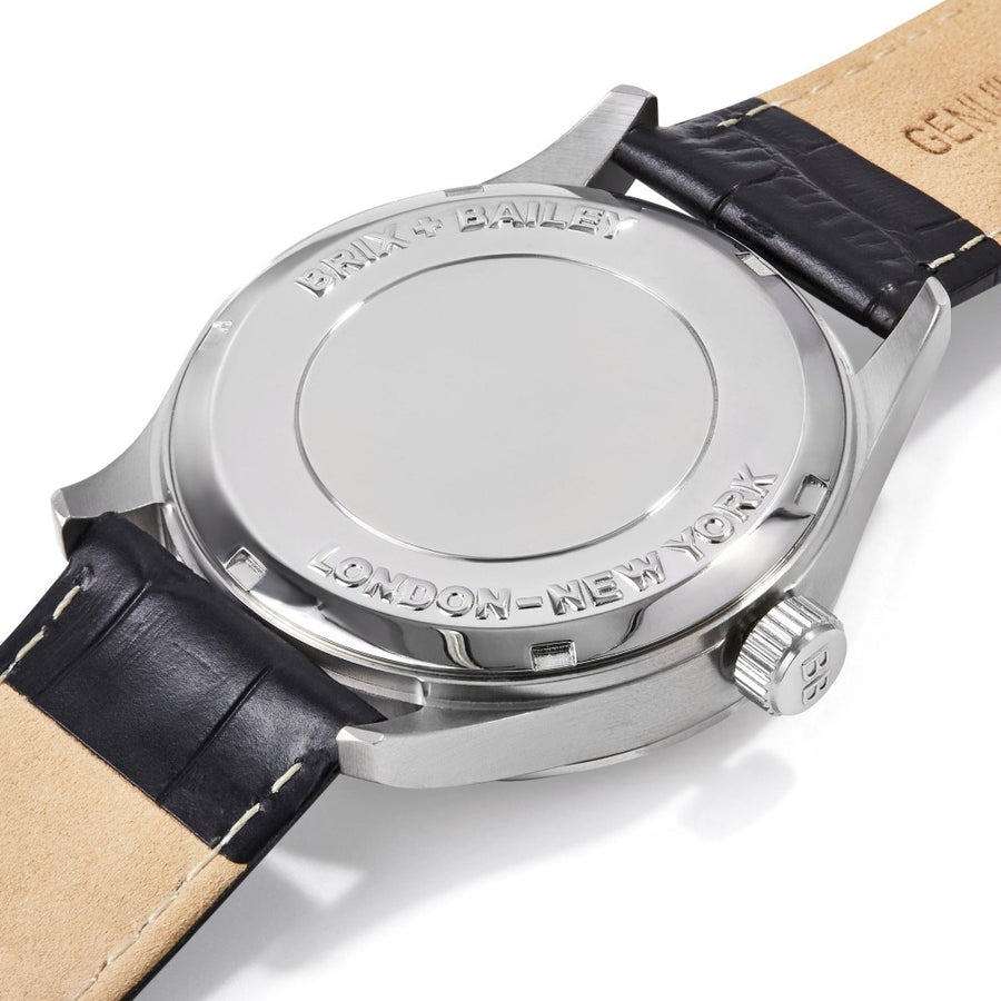 Mens Unisex Luxury Black Barker Watch Leather Strap Wrist Watch Brix and Bailey