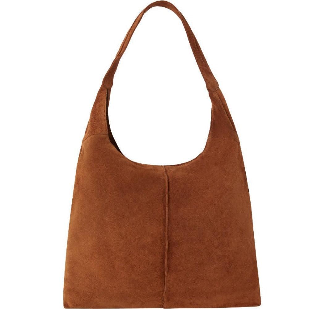 Camel Soft Suede Hobo Shoulder Bag - Brix + Bailey