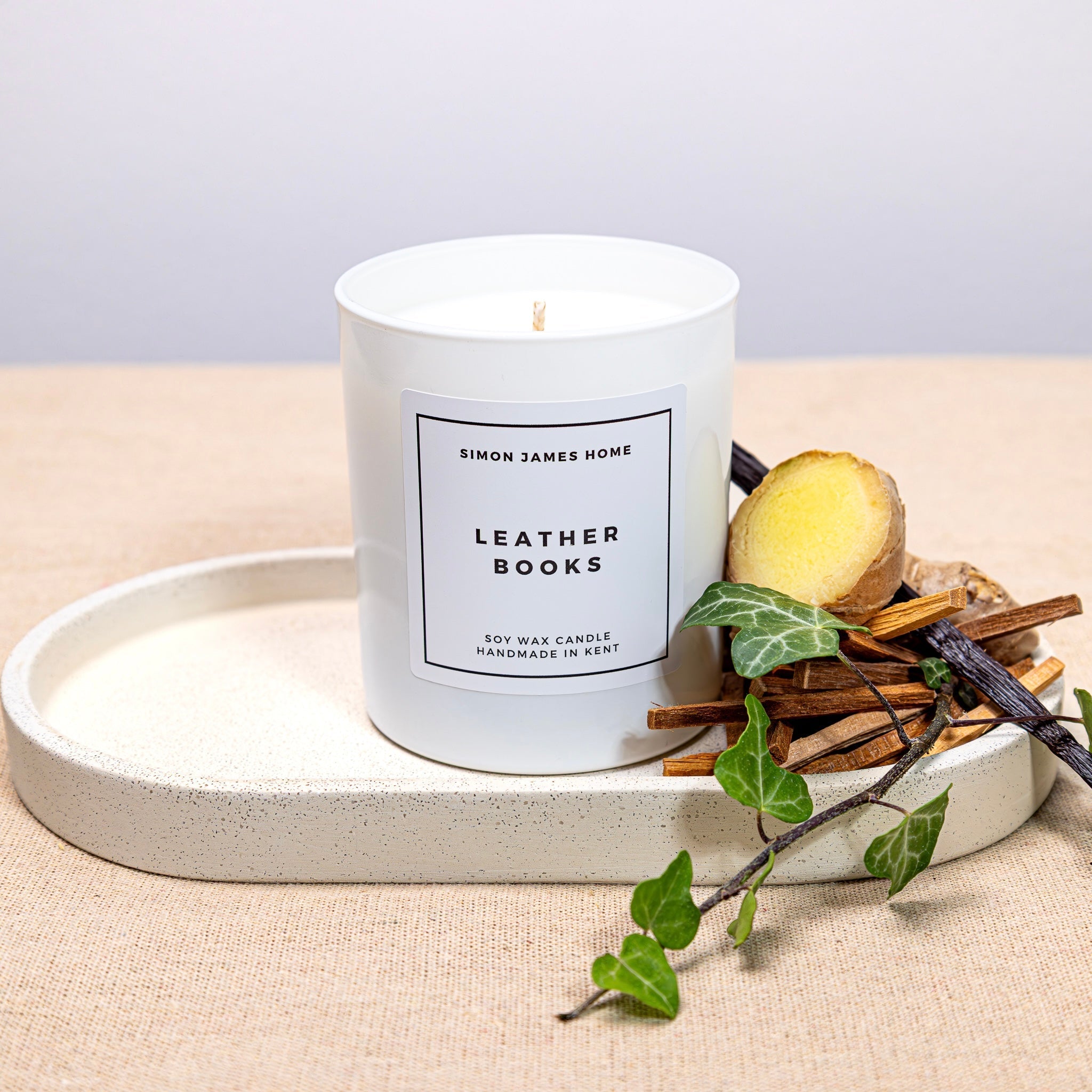 Simon James Home award-winning luxury soy wax candles hand-poured in Kent - vegan paraben-free plastic-free packaging with tree planted per order at Sostter