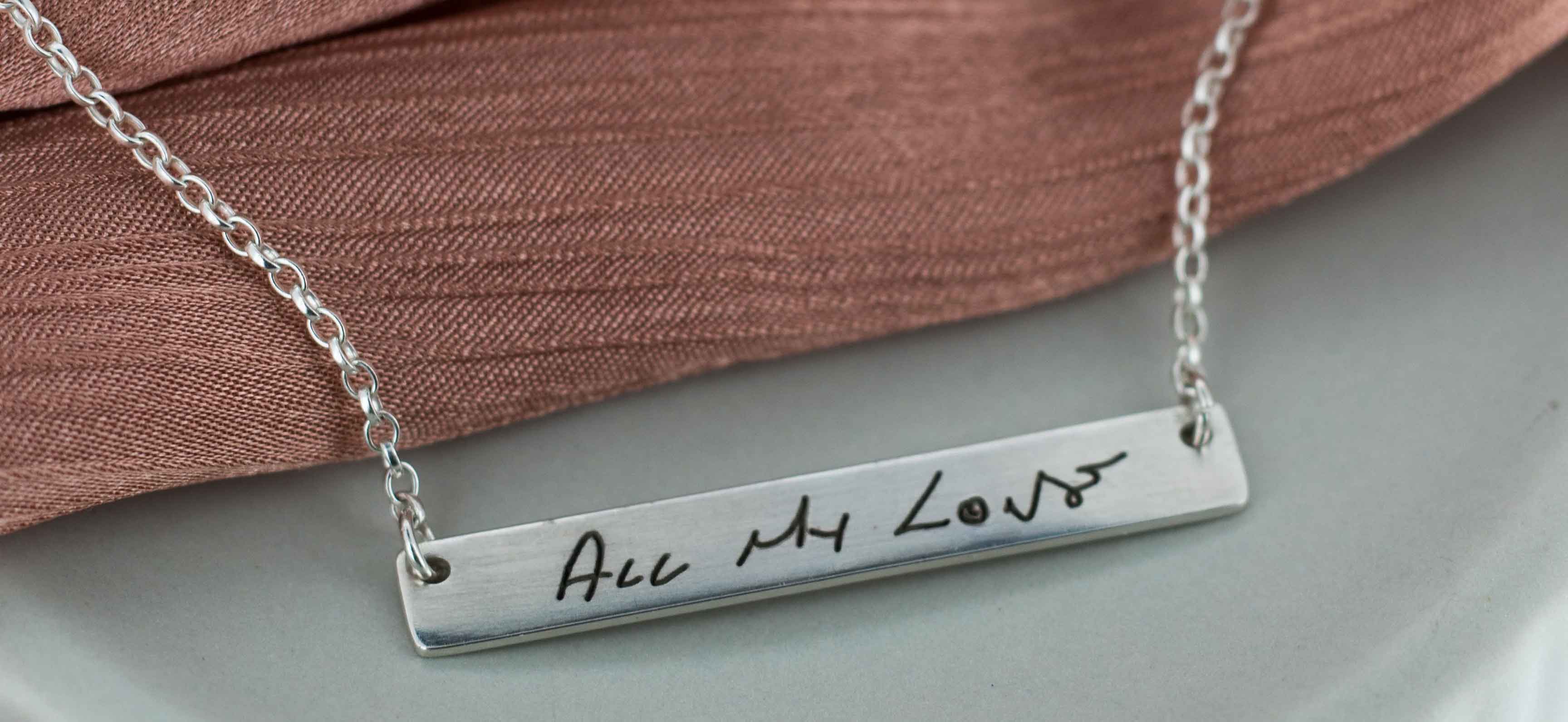 Skinny Wrists handmade sterling silver and solid gold jewellery — personalised, hallmarked pieces made to order in Cleethorpes, Lincolnshire, available at Sostter