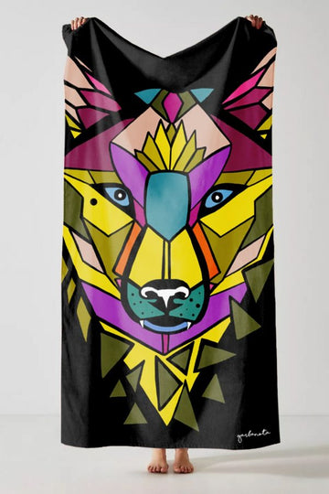 Towel Colored Wolf - Black