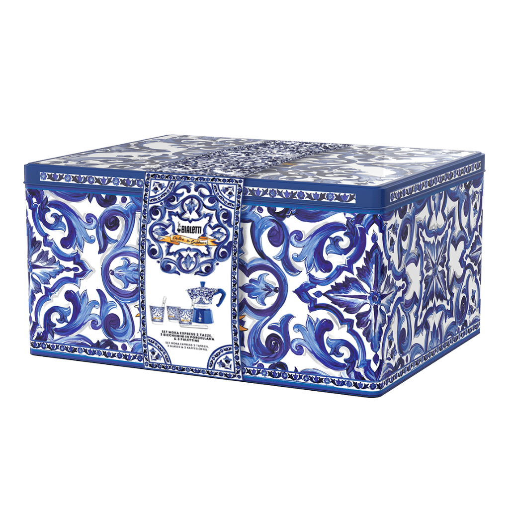 Blue Mediterranean 3 Cup Moka and Stirrer Gift Set