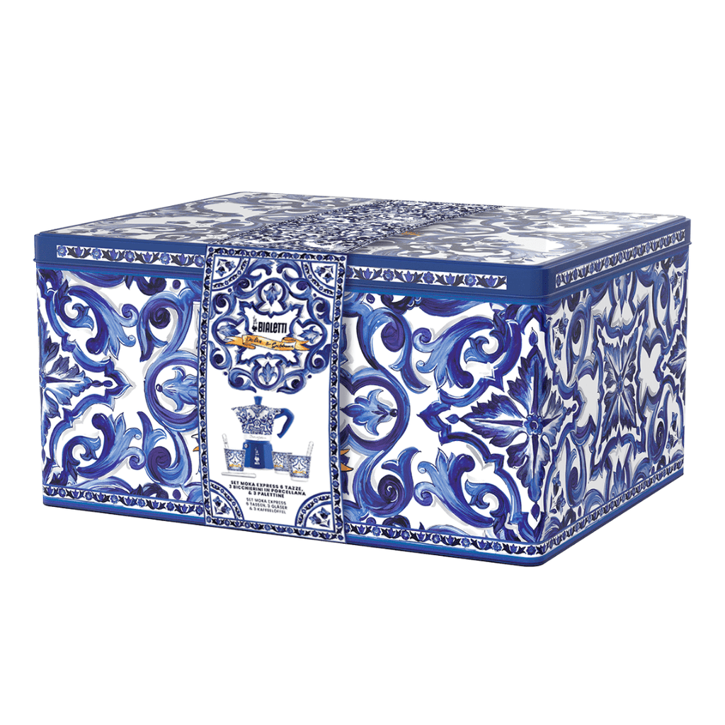 Blue Mediterranean 6 Cup Moka and Espresso Set