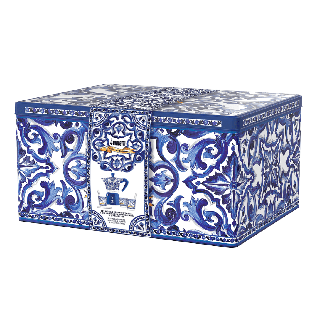 Blue Mediterranean 6 Cup Moka and Espresso Set