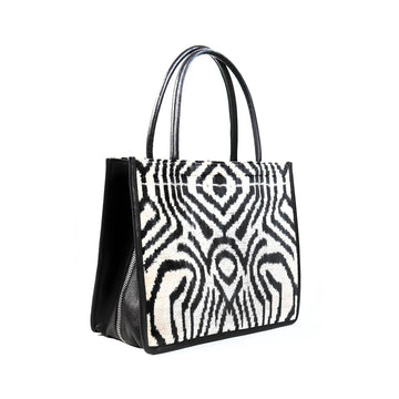 Adeline Zebra Pattern Silk & Leather Tote – Spacious & Luxurious by Jkel at www.brixbailey.com