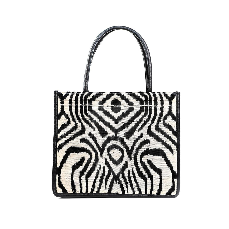 Adeline Zebra Large Tote – Silk & Leather, Handmade by Jkel by Jkel at www.brixbailey.com