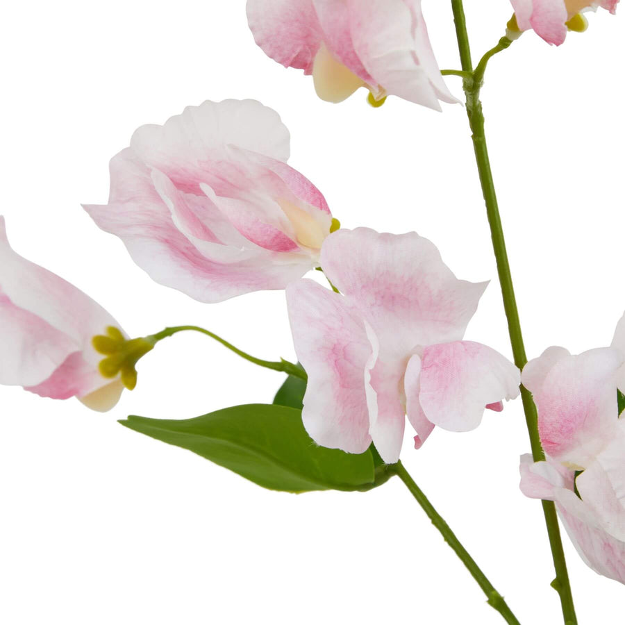 Lifelike pale pink artificial sweetpea stem, 24 inches, premium plastic, realistic petals for home decor or wedding bouquets by Sostter at brixbailey.com