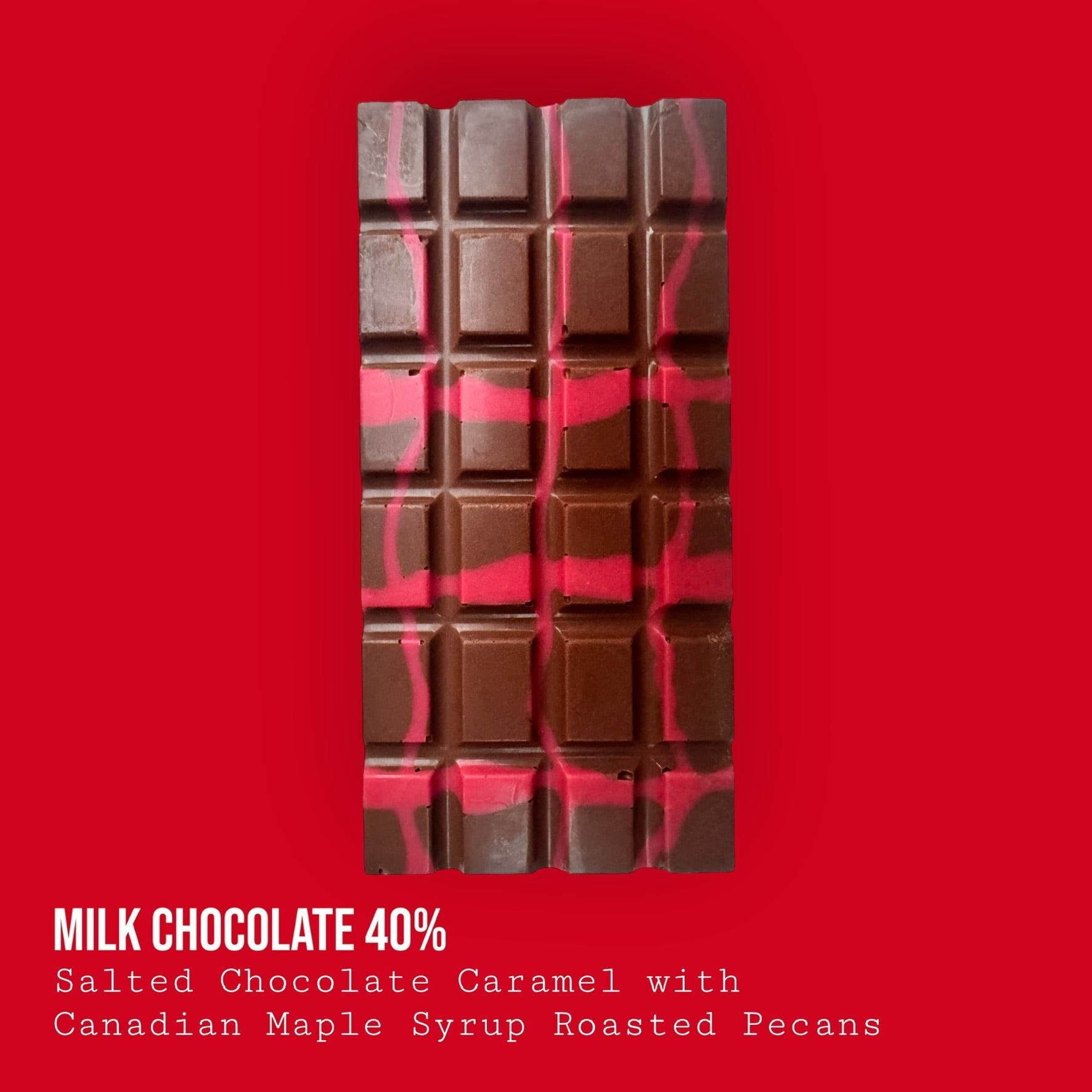 Milk Chocolate salted chocolate caramel with Canadian maple syrup roasted pecans 230g