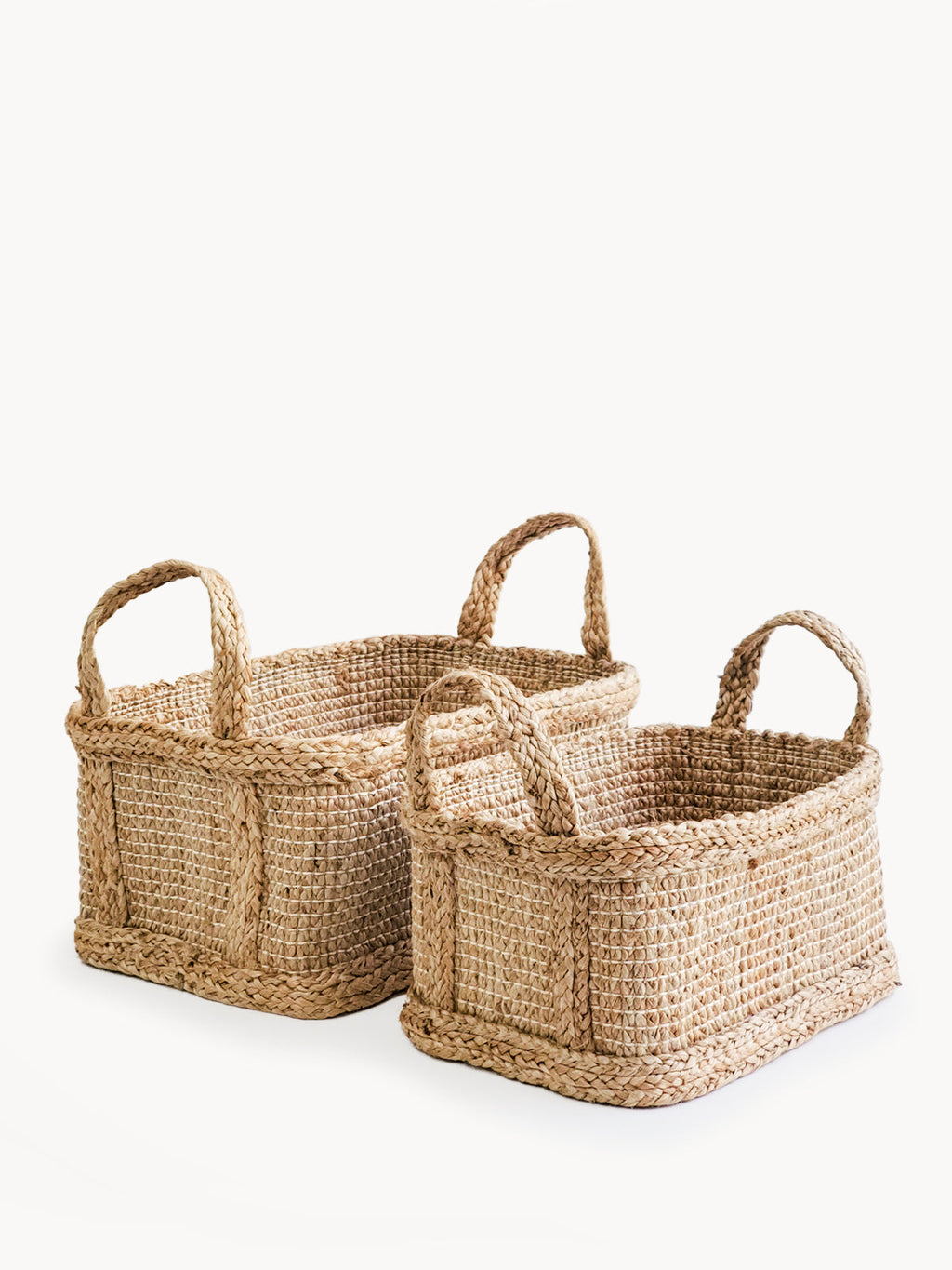 Rectangular Handwoven Jute Storage Basket