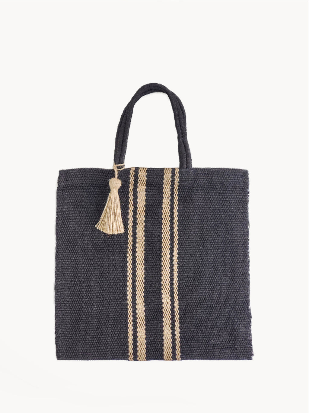Black Jute Tote Bag Handwoven and Natural Dyed